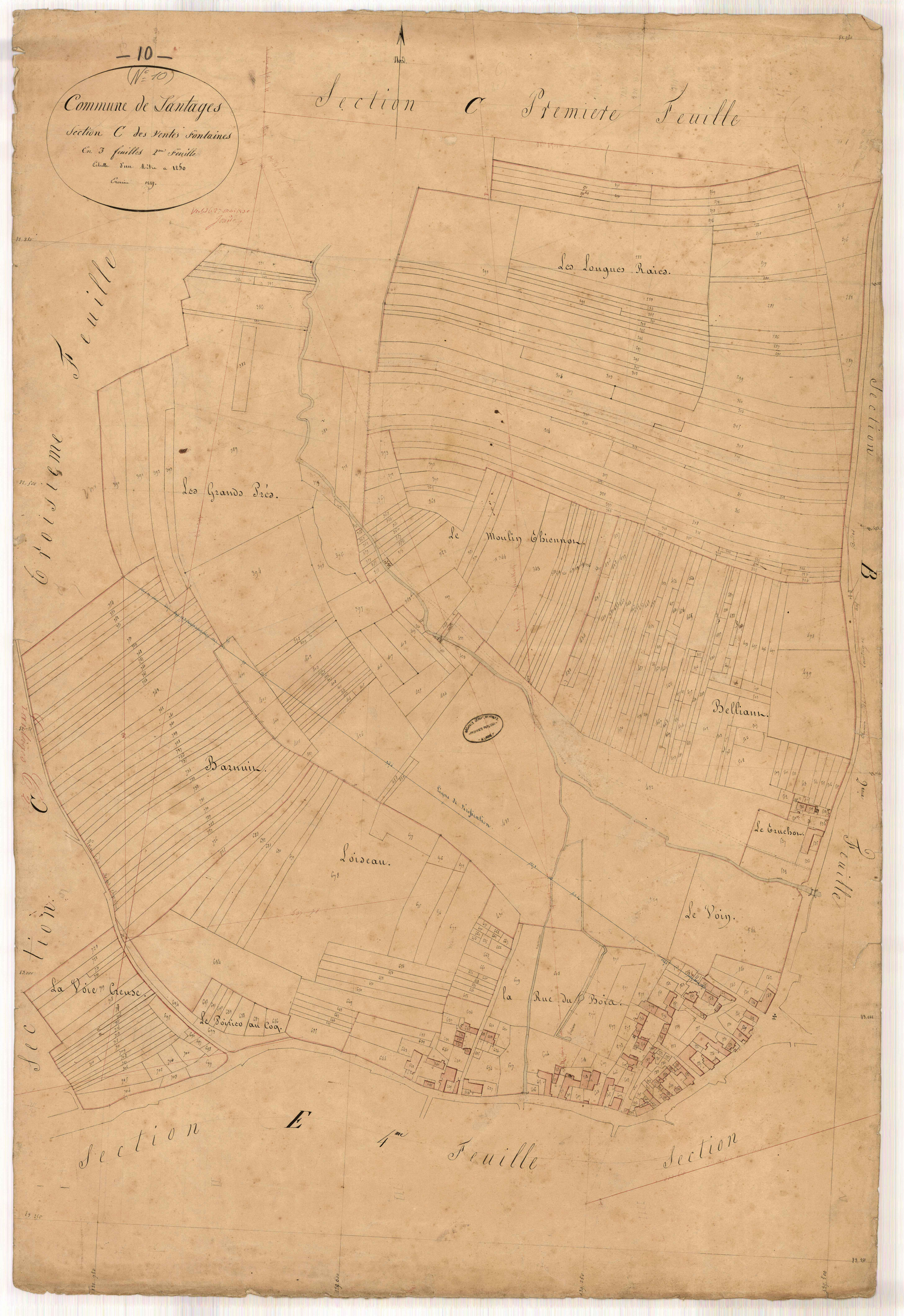 Lantages, section C dite des Ventes Fontaines, feuille n° 2