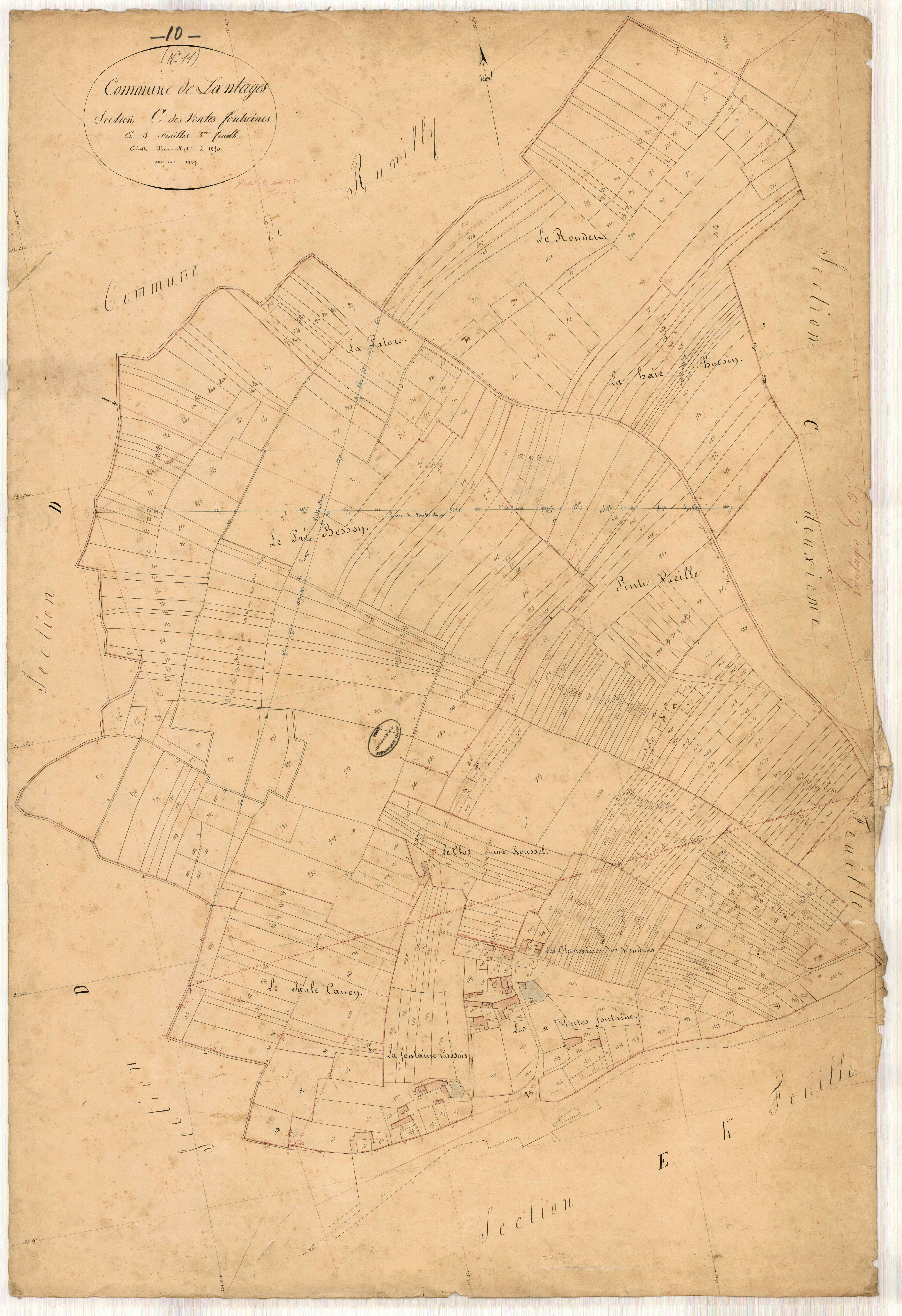 Lantages, section C dite des Ventes Fontaines, feuille n° 3