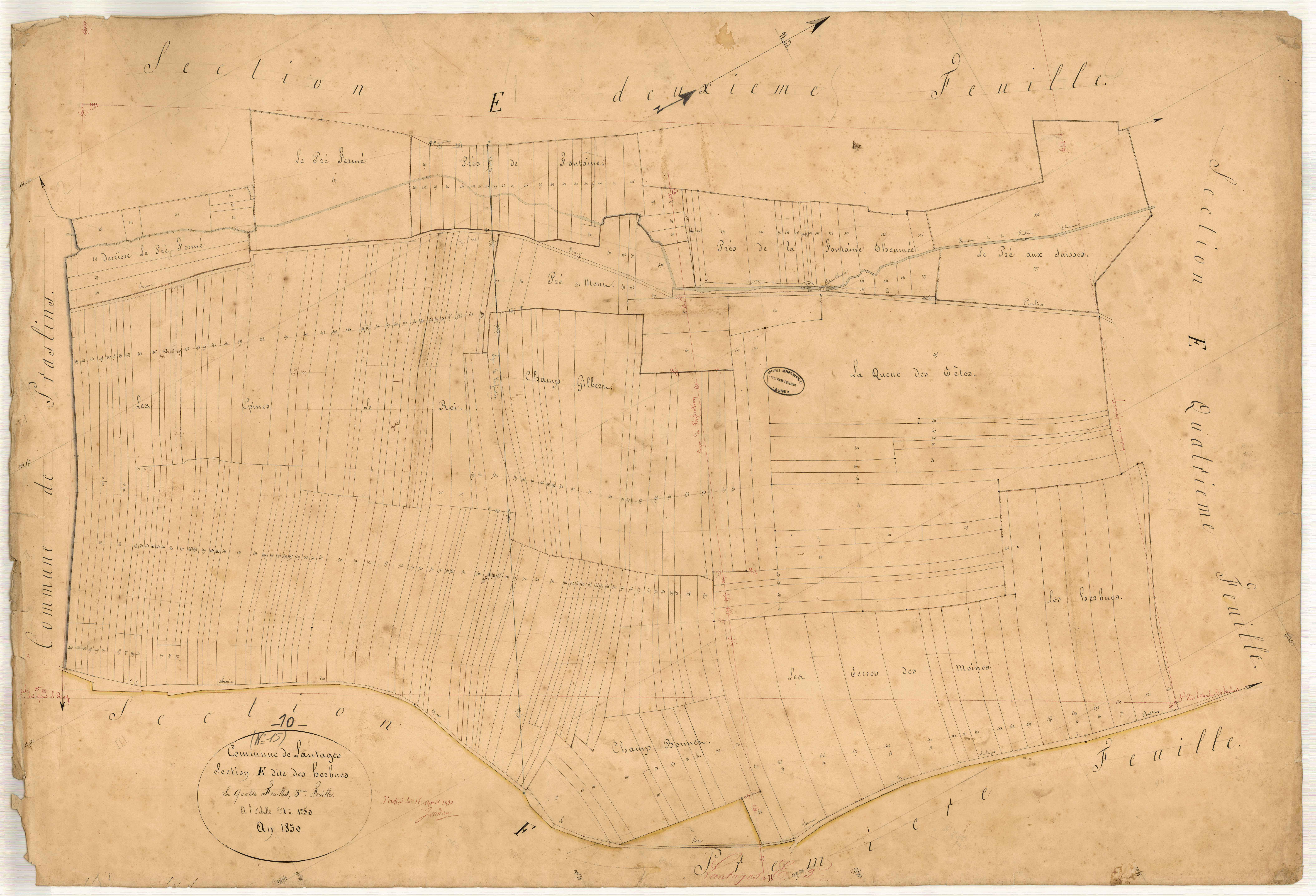 Lantages, section E dite des Herbues, feuille n° 3