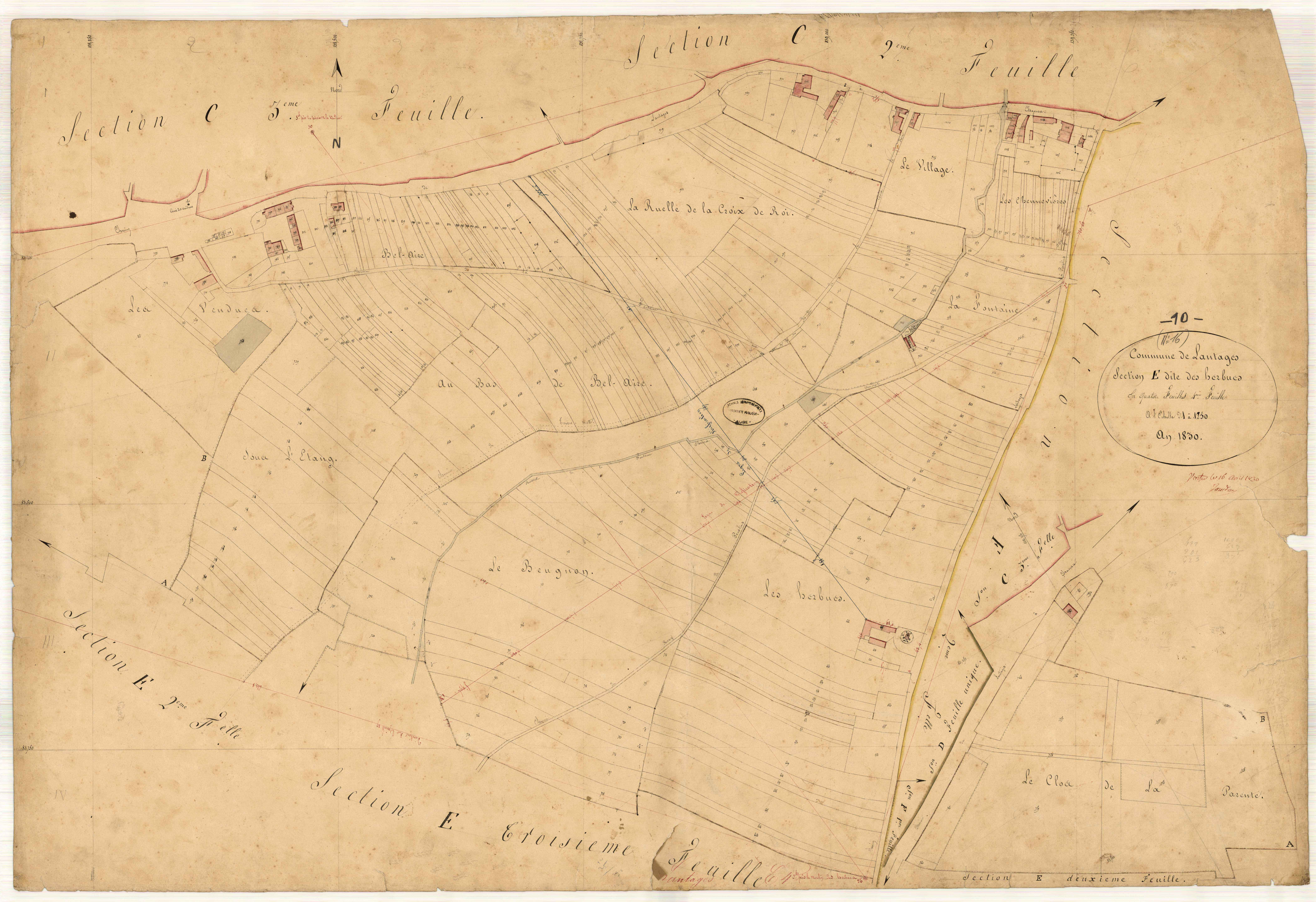 Lantages, section E dite des Herbues, feuille n° 4