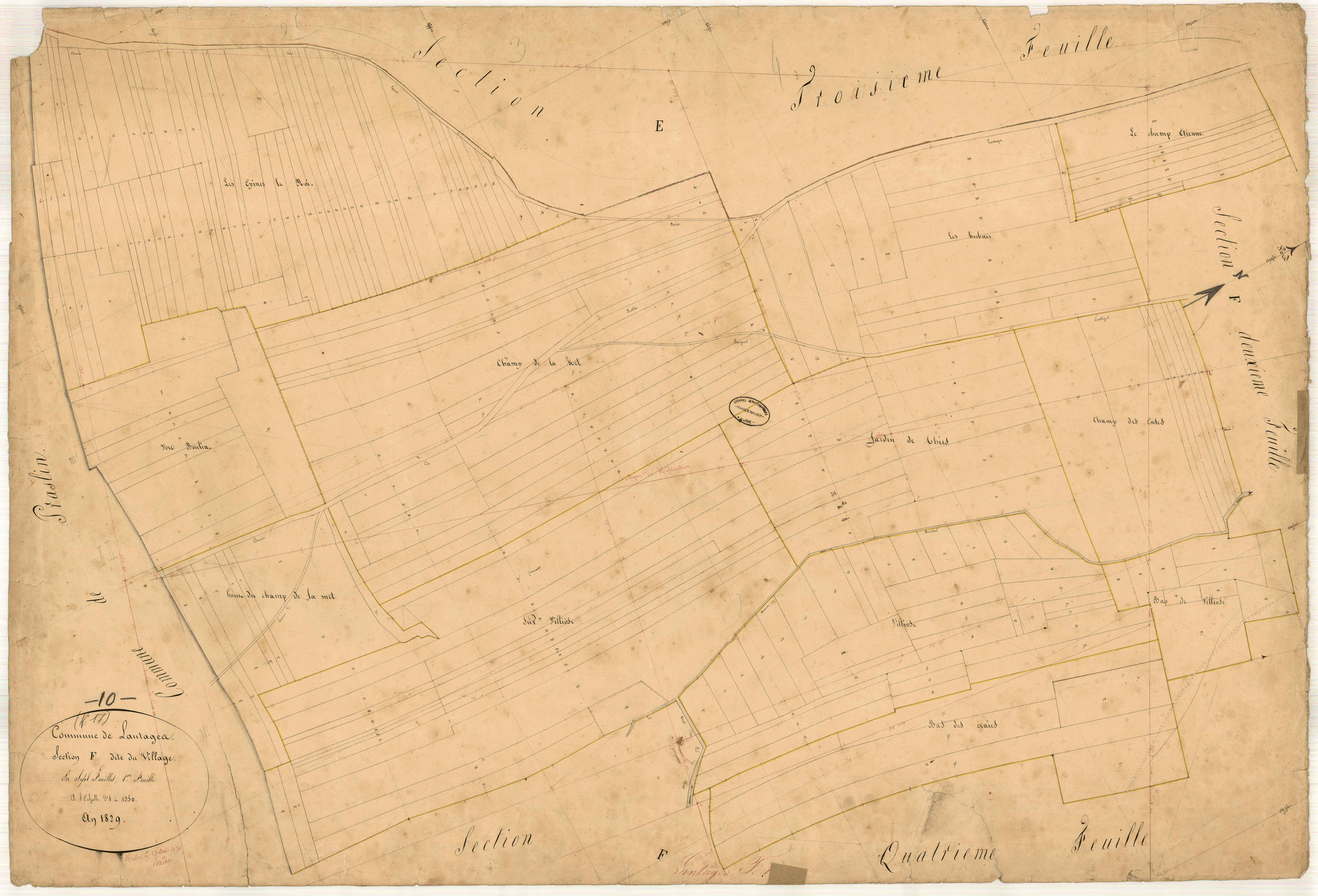 Lantages, section F dite des Herbues, feuille n° 1
