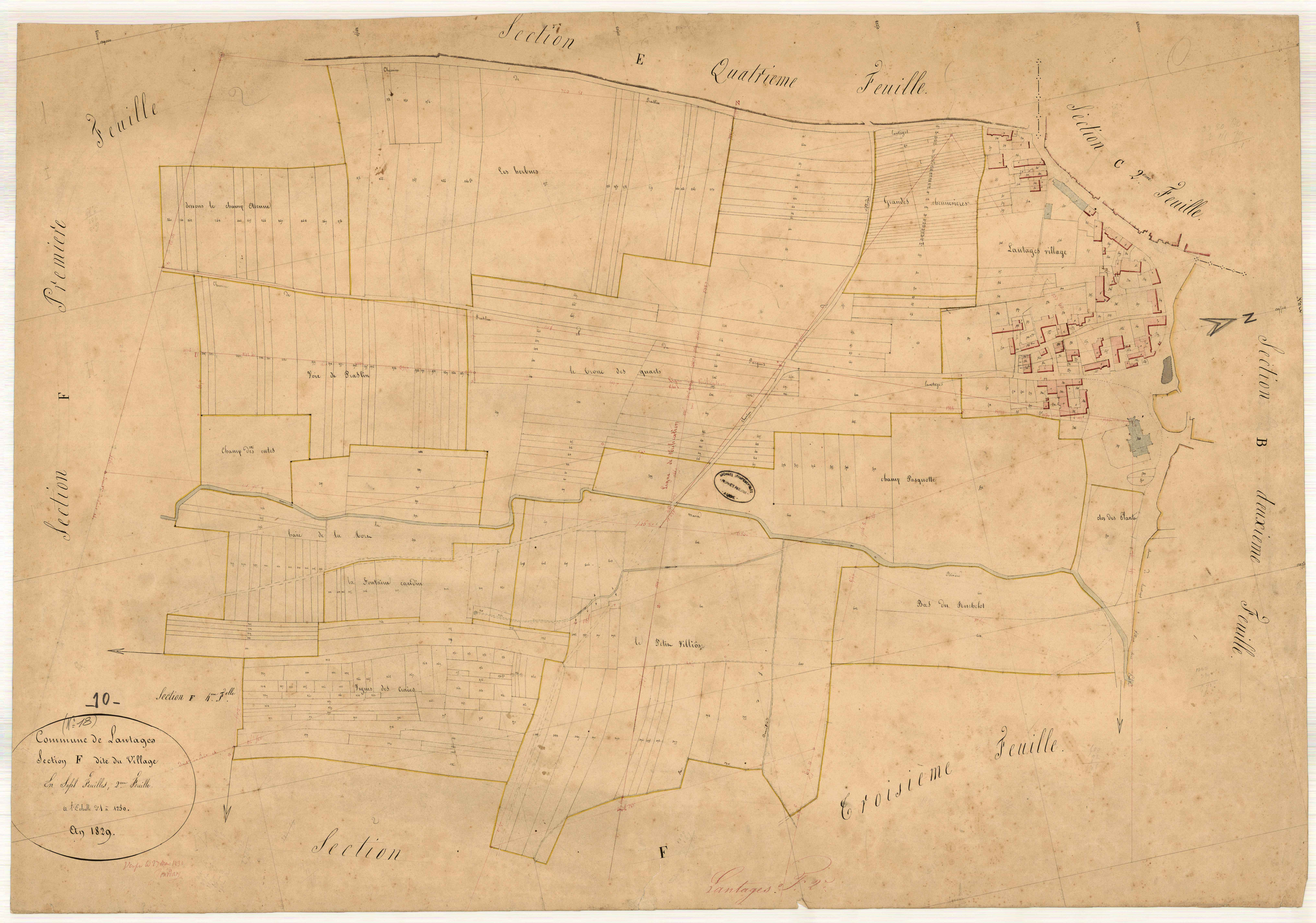 Lantages, section F dite des Herbues, feuille n° 2
