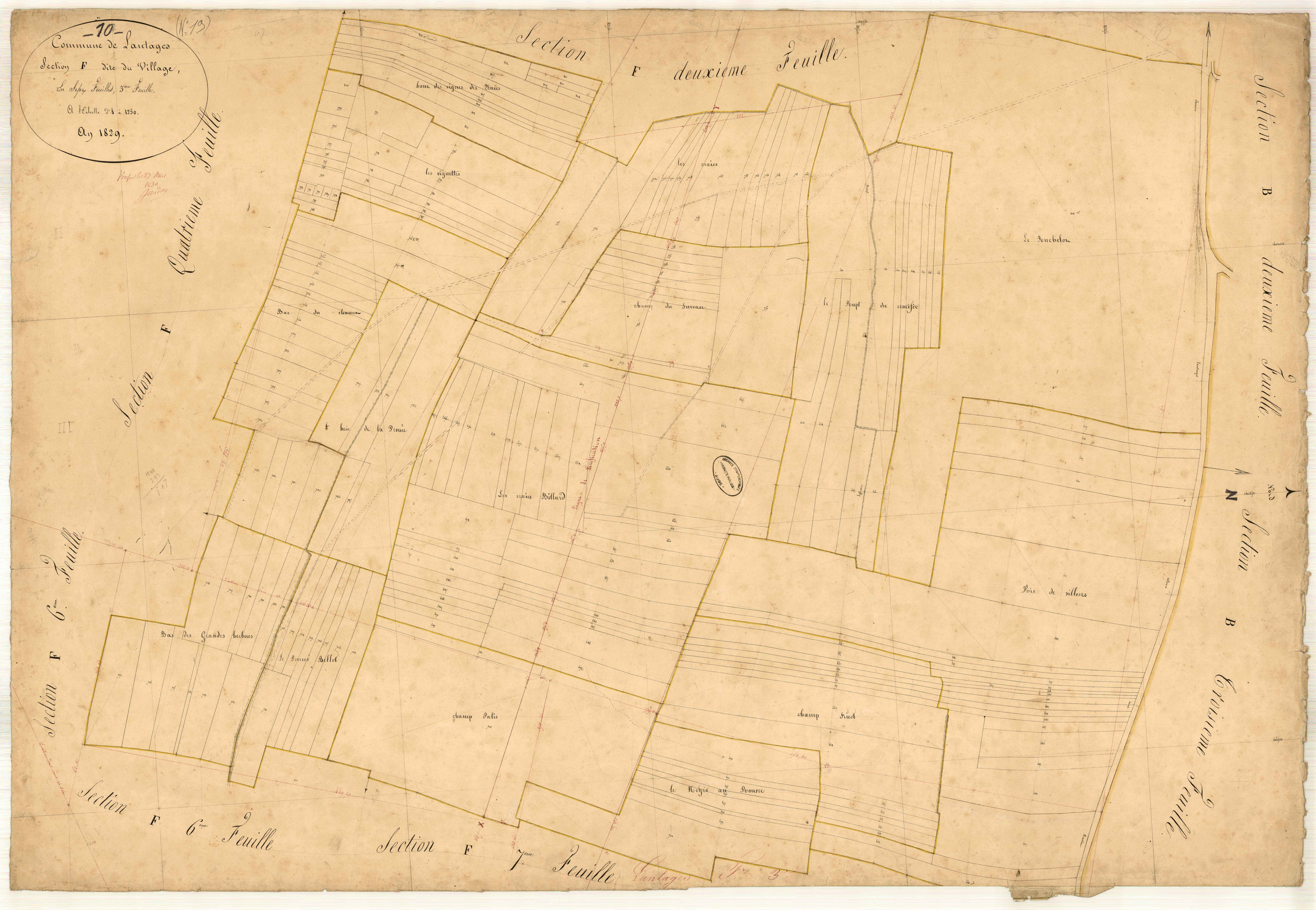 Lantages, section F dite des Herbues, feuille n° 3