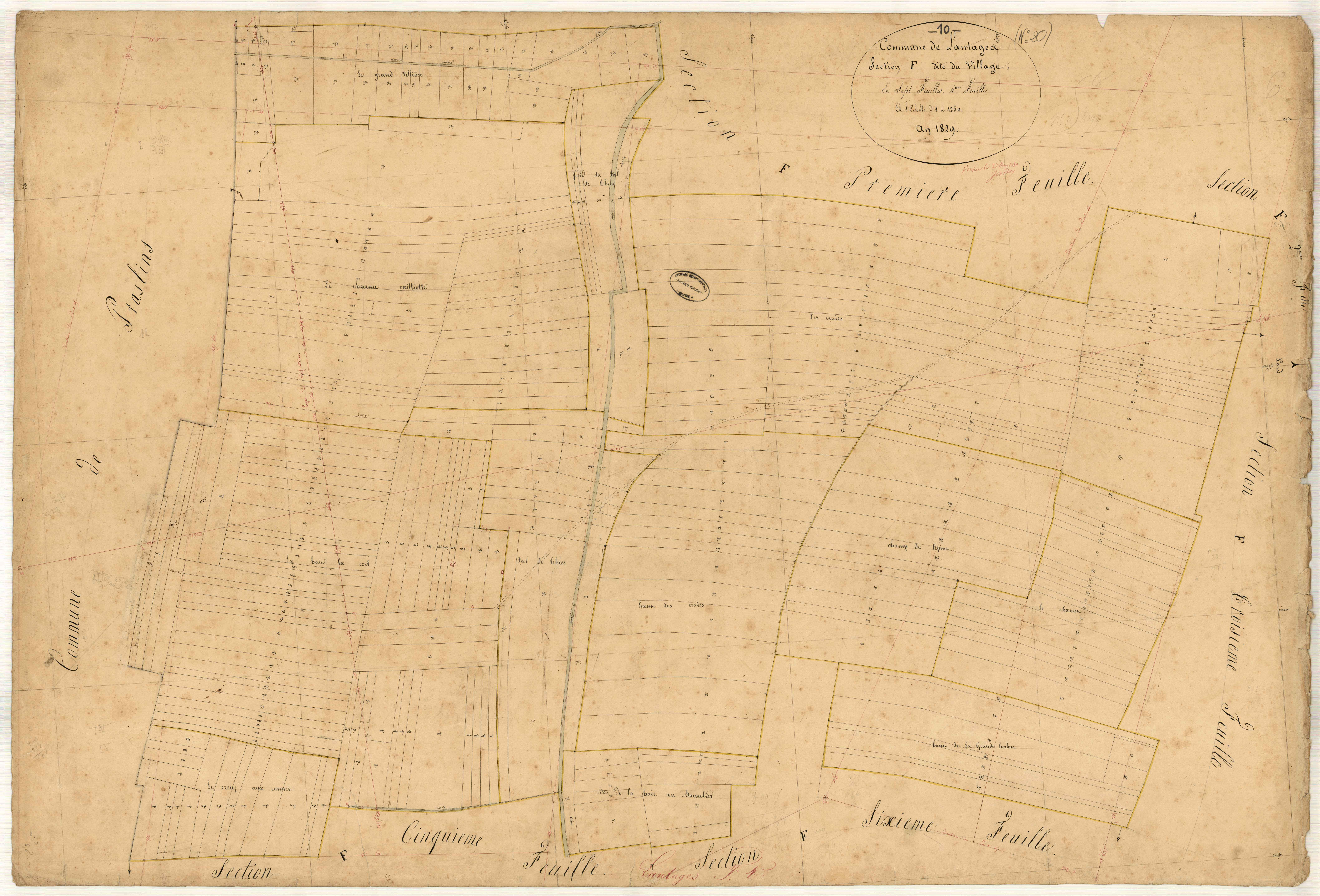 Lantages, section F dite des Herbues, feuille n° 4