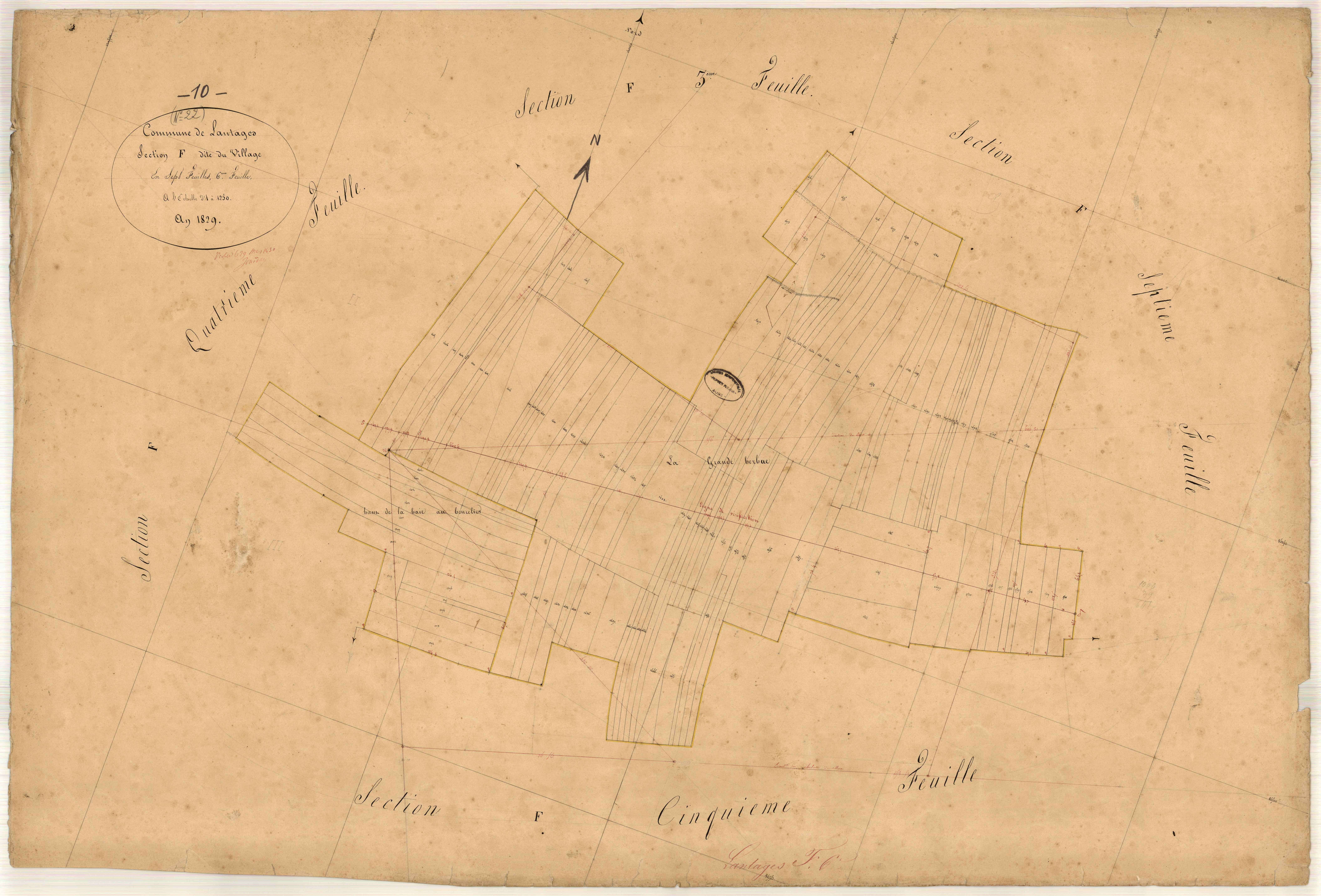 Lantages, section F dite des Herbues, feuille n° 6