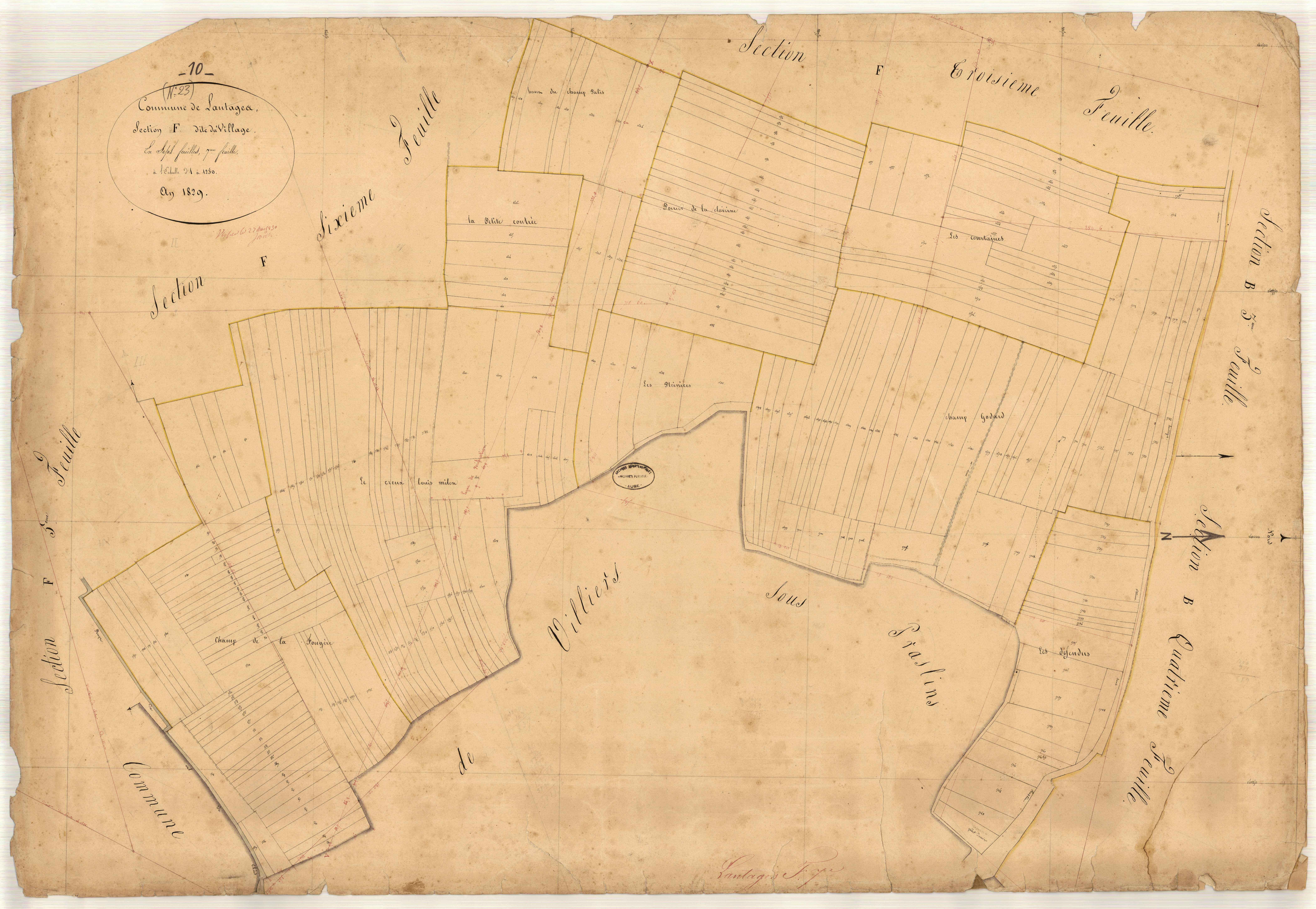 Lantages, section F dite des Herbues, feuille n° 7