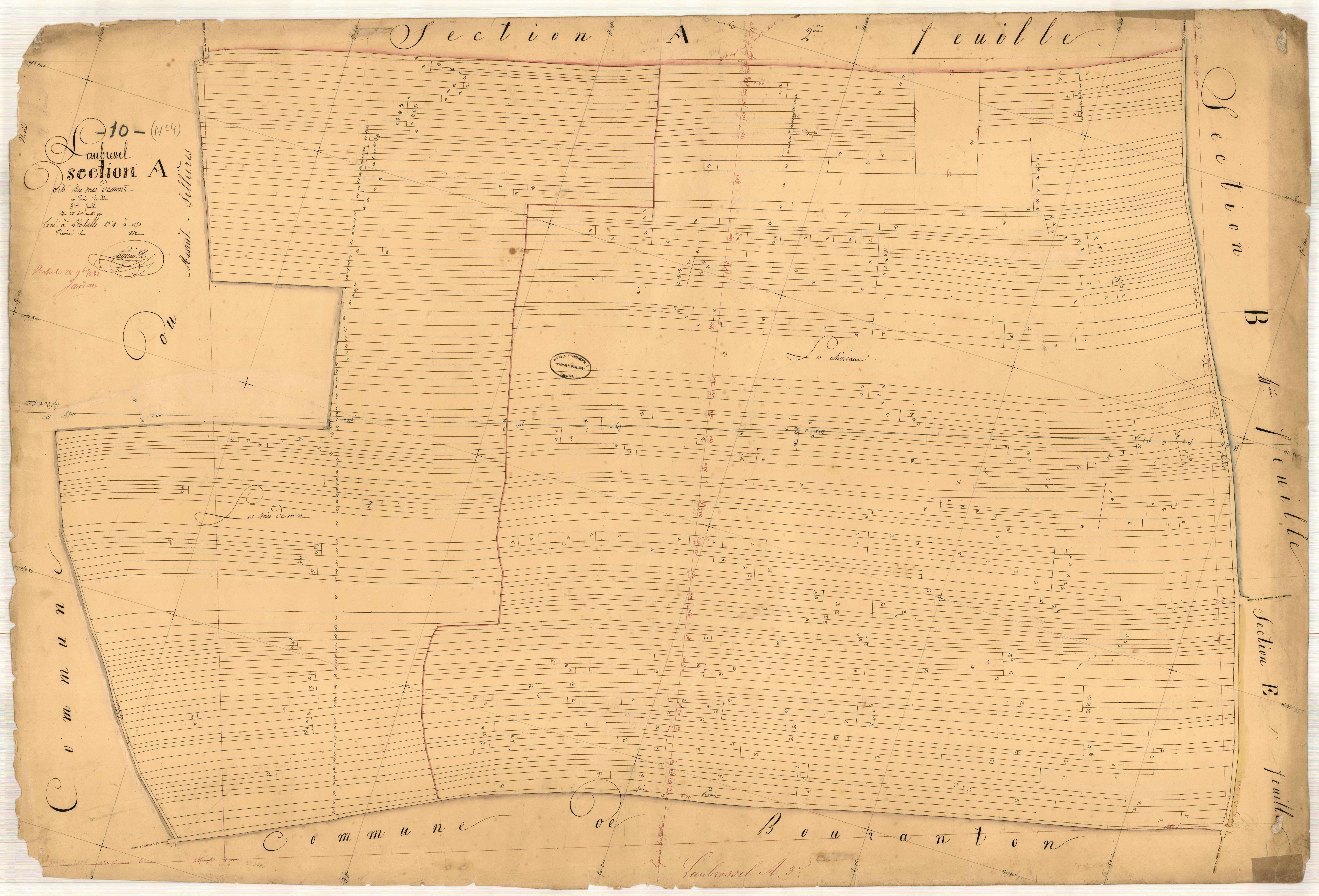 Laubressel, section A dite des voies de Mors, feuille n° 3, parcelles n°413-881