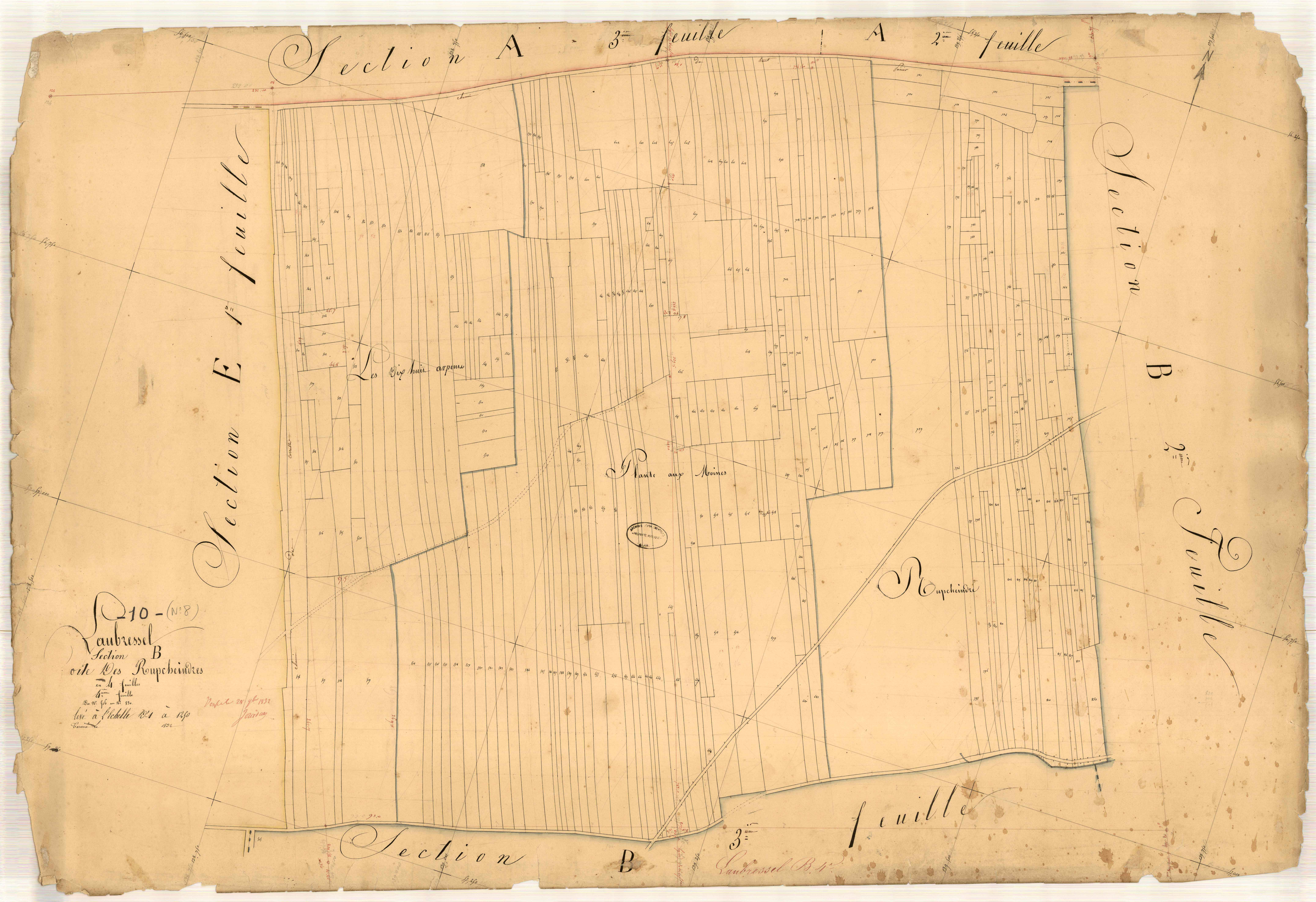 Laubressel, section B dite des Rupcheindres, feuille n° 4, parcelles n°516-830