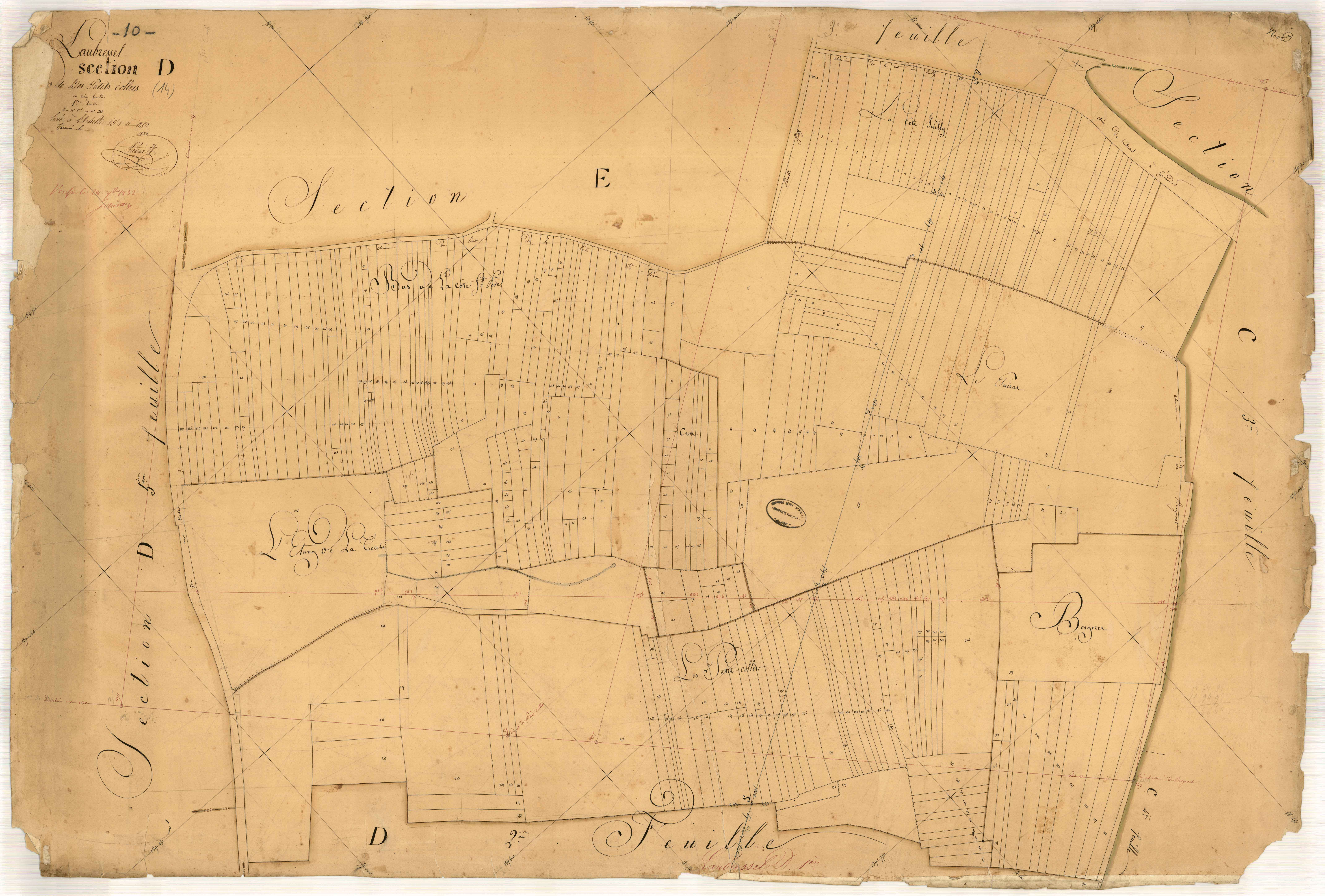 Laubressel, section D dite des Petits Collers, feuille n° 1, parcelles n°1-328