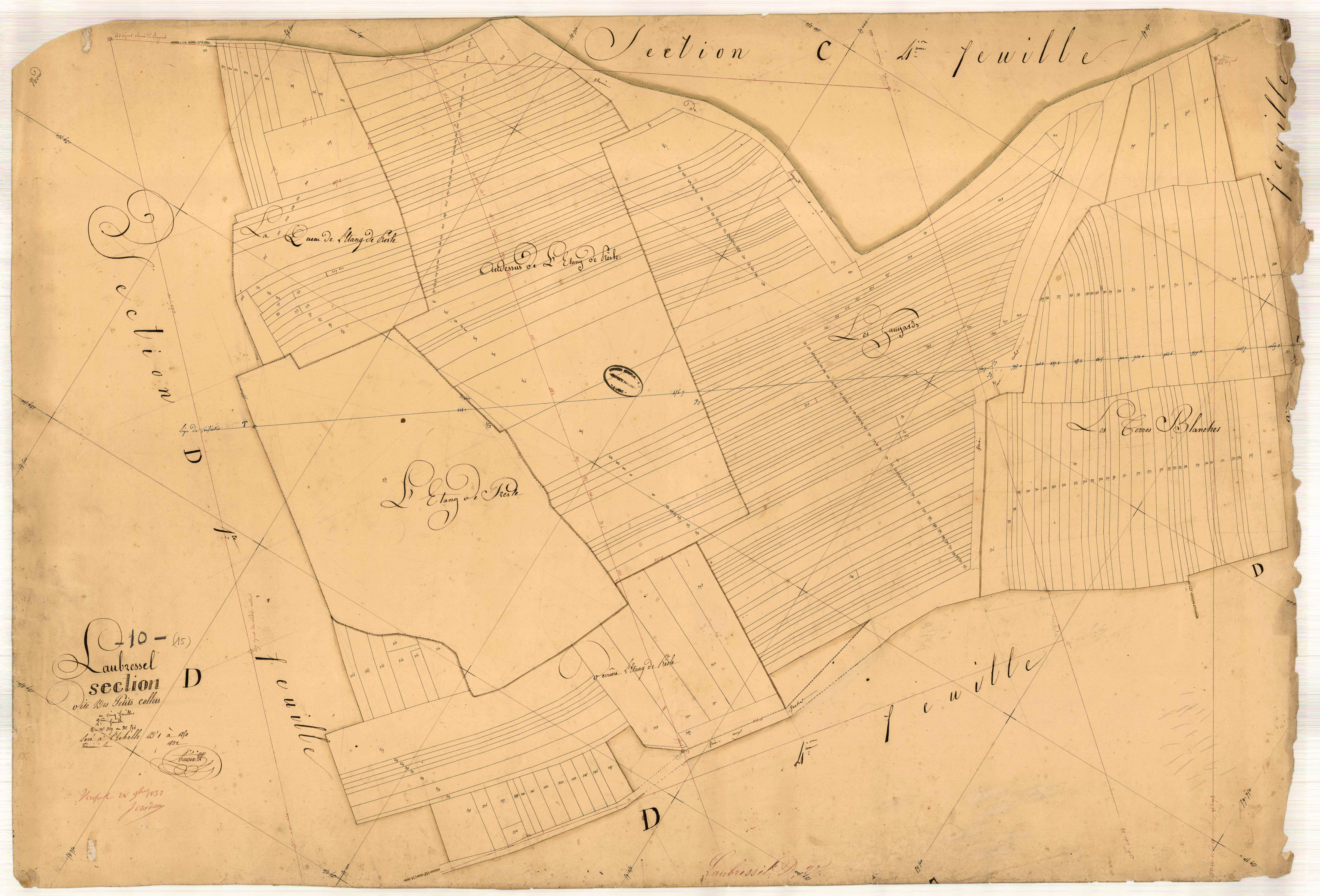 Laubressel, section D dite des Petits Collers, feuille n° 2, parcelles n°329-594