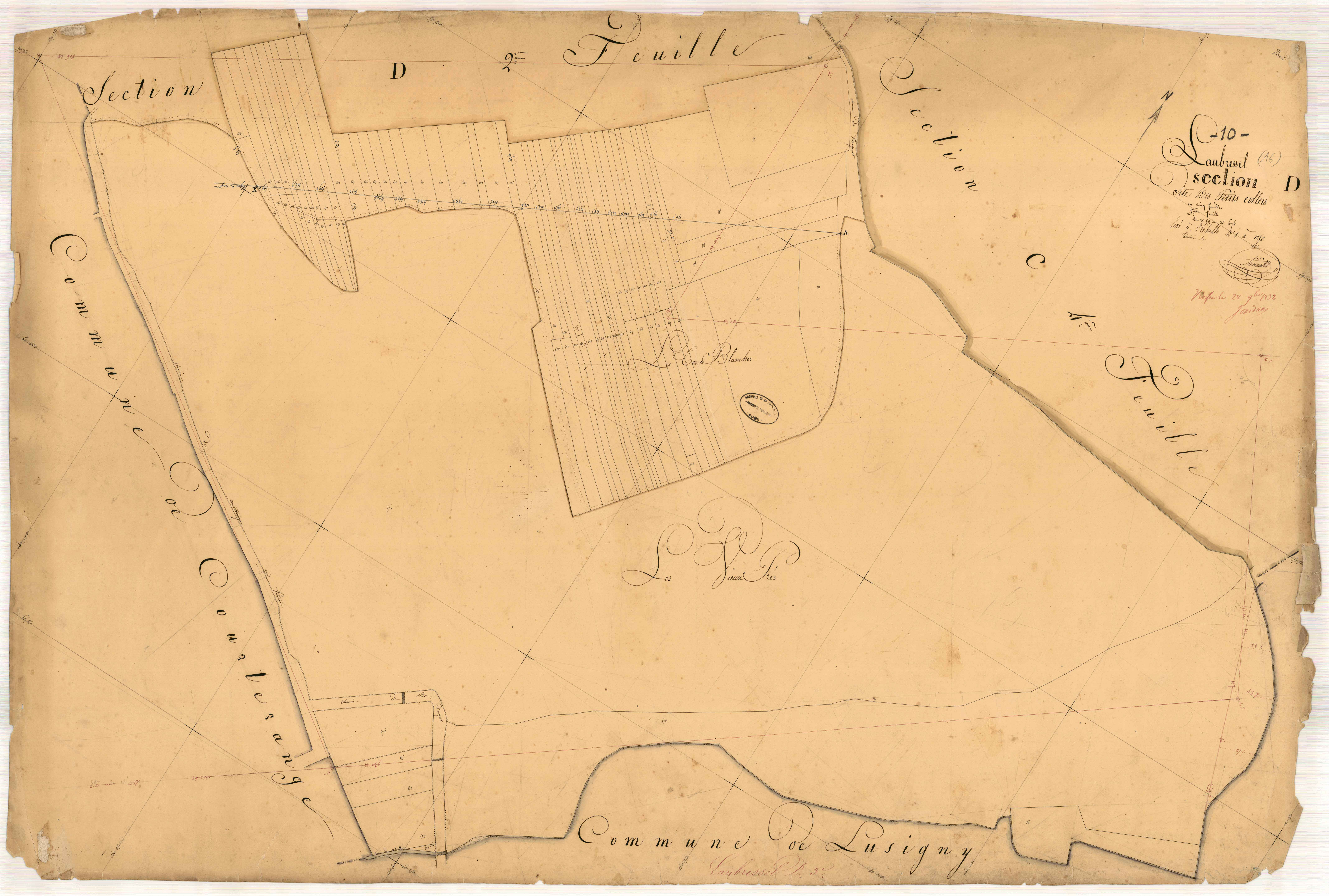 Laubressel, section D dite des Petits Collers, feuille n° 3, parcelles n°595-676