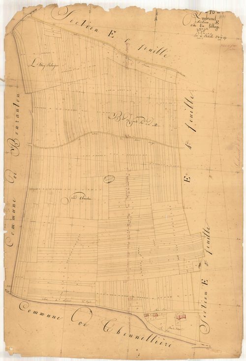Laubressel, section E dite du village, feuille n° 2, parcelles n°628-916