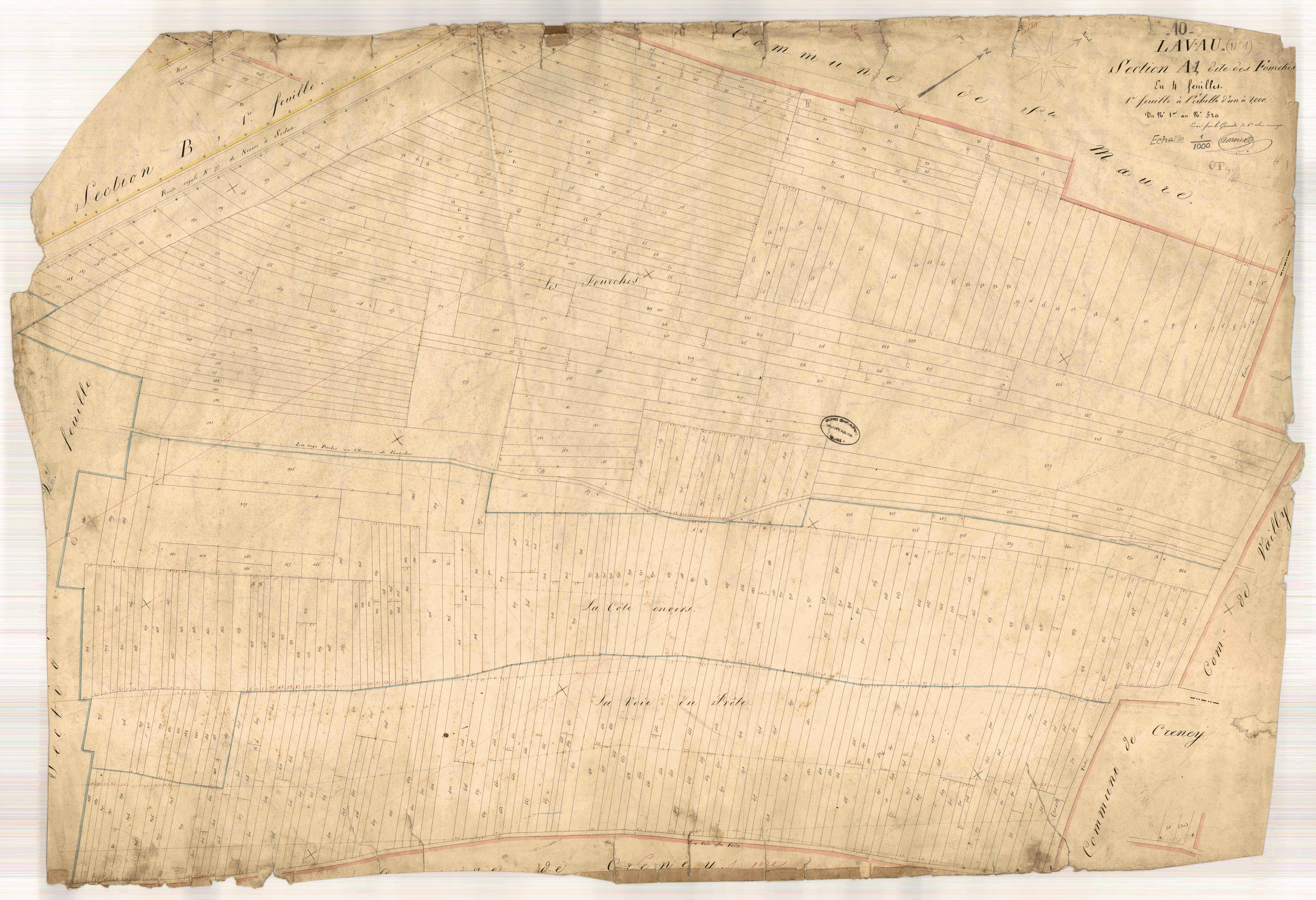 Lavau, section A dite des Fourches, feuille n° 1, parcelles n°1-520