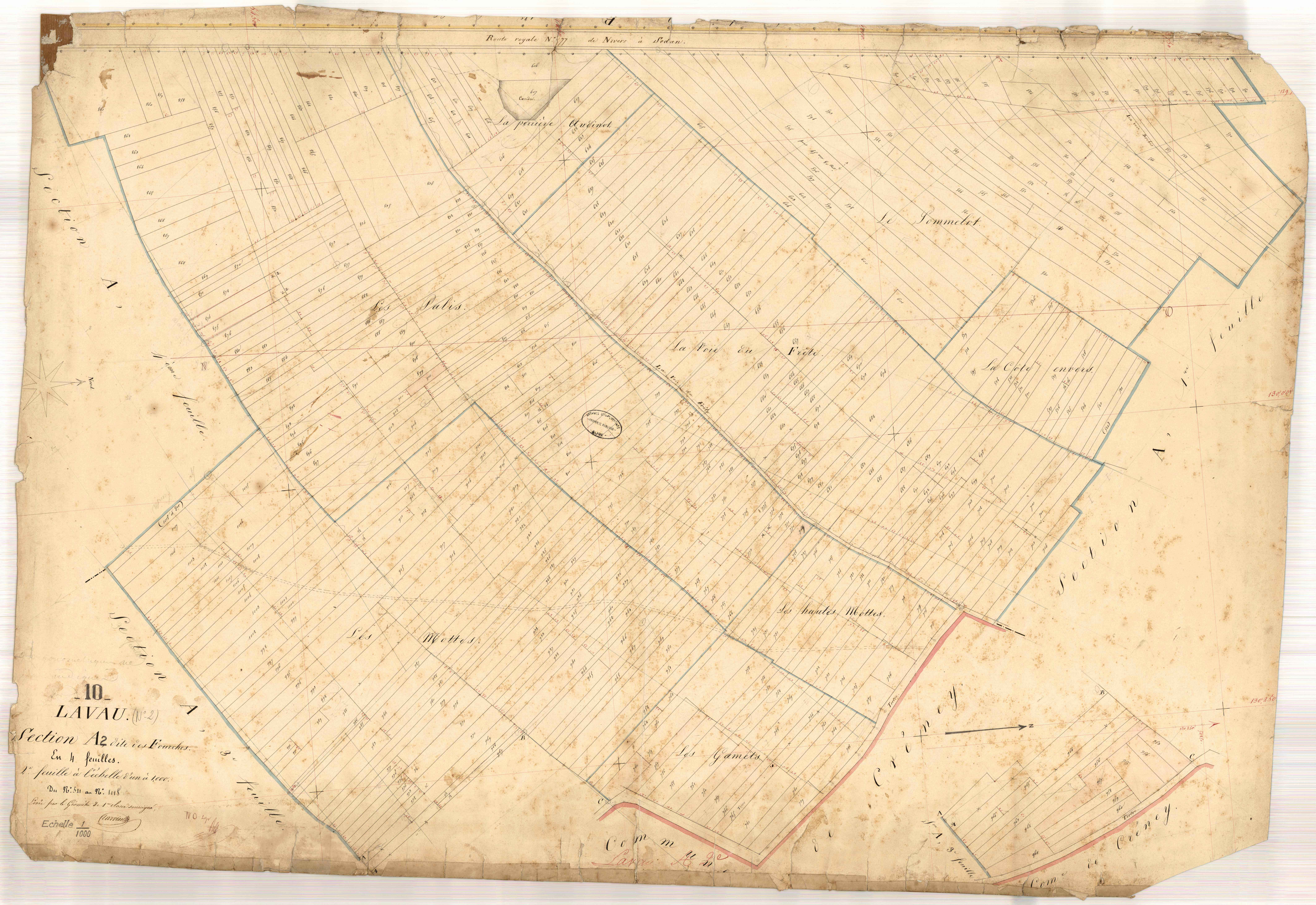 Lavau, section A dite des Fourches, feuille n° 2, parcelles n°521-1018