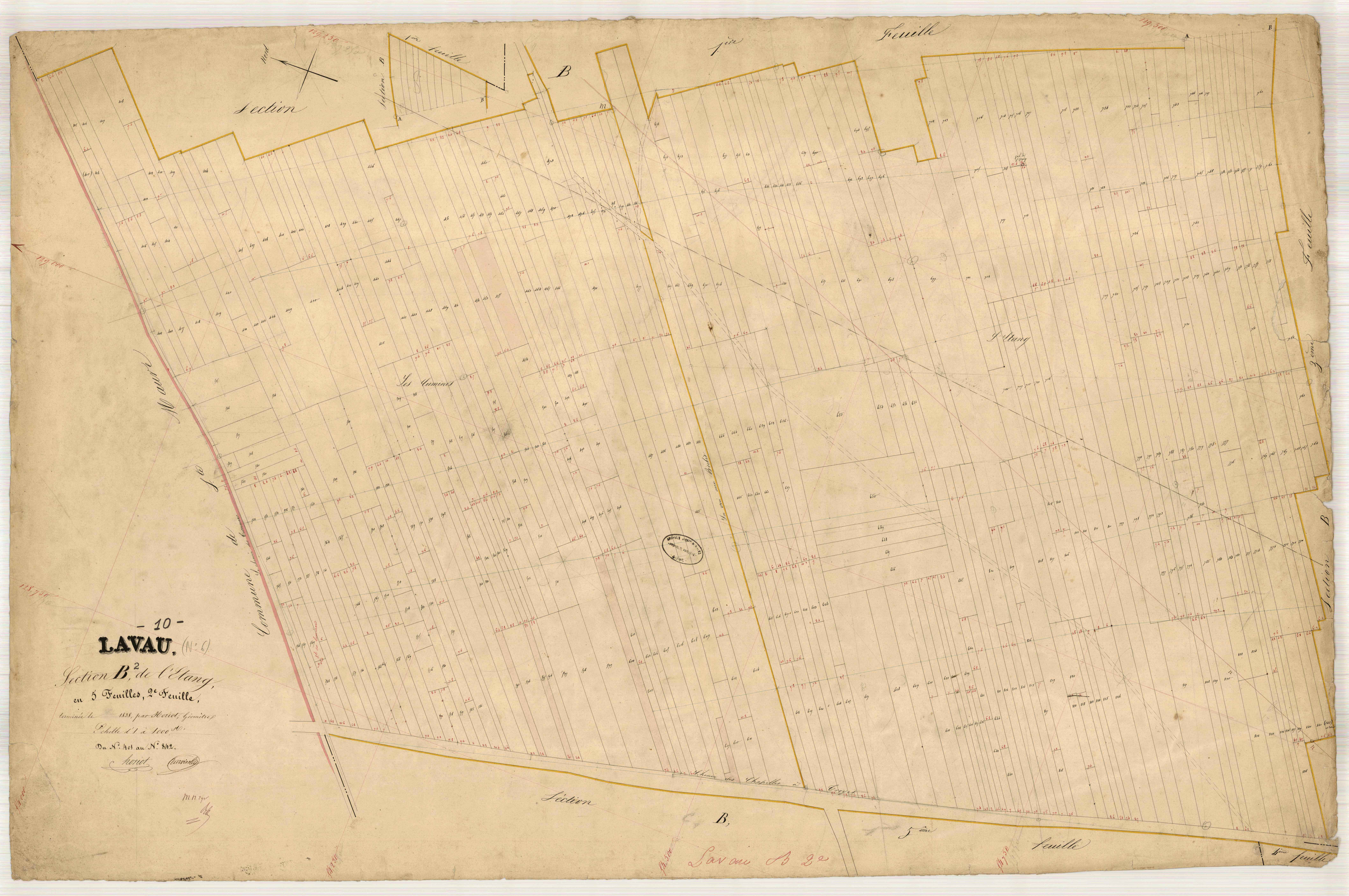 Lavau, section B dite de l'Etang, feuille n° 2, parcelles n°401-842