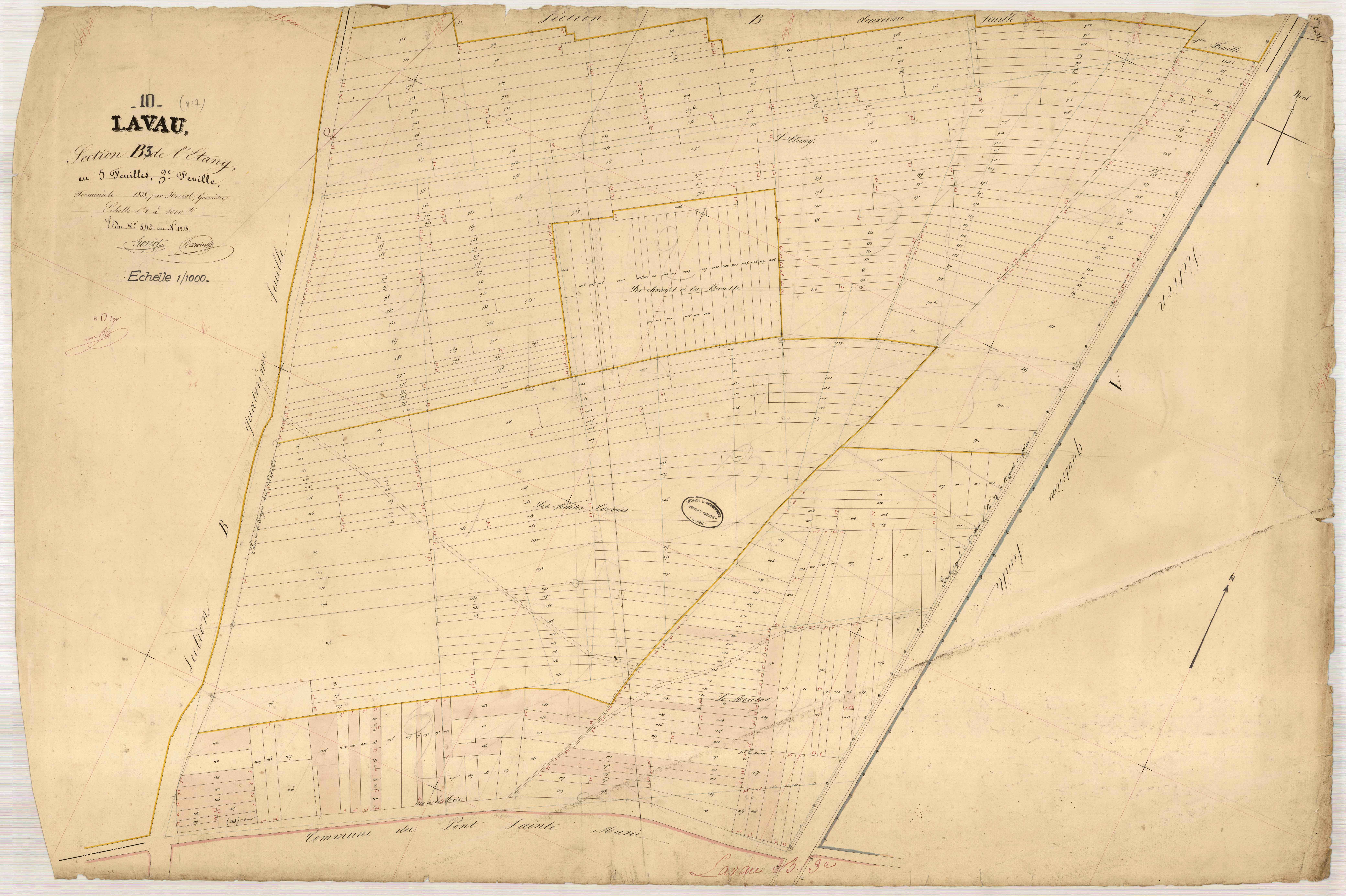 Lavau, section B dite de l'Etang, feuille n° 3, parcelles n°843-1218