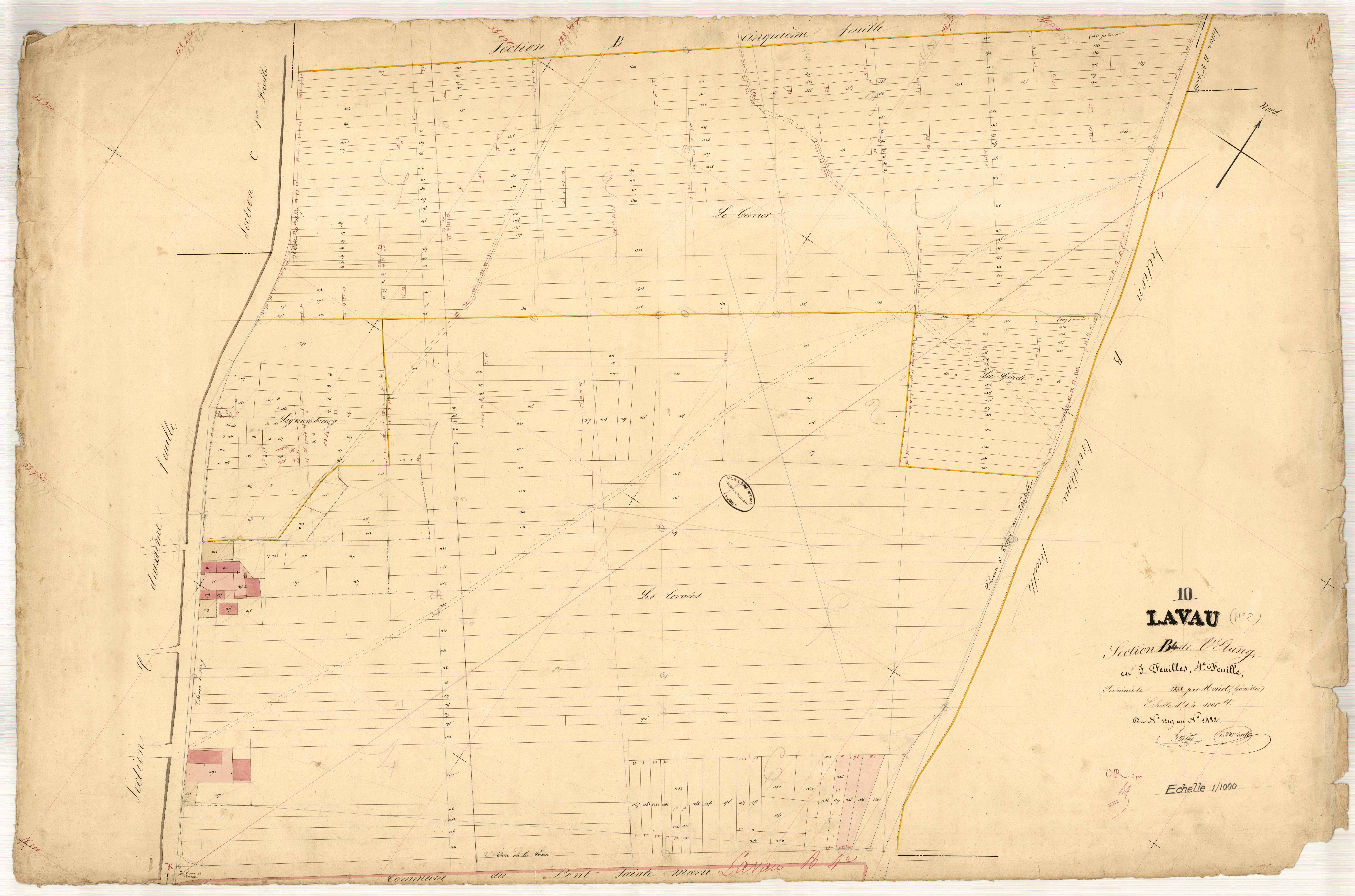 Lavau, section B dite de l'Etang, feuille n° 4, parcelles n°1219-1482