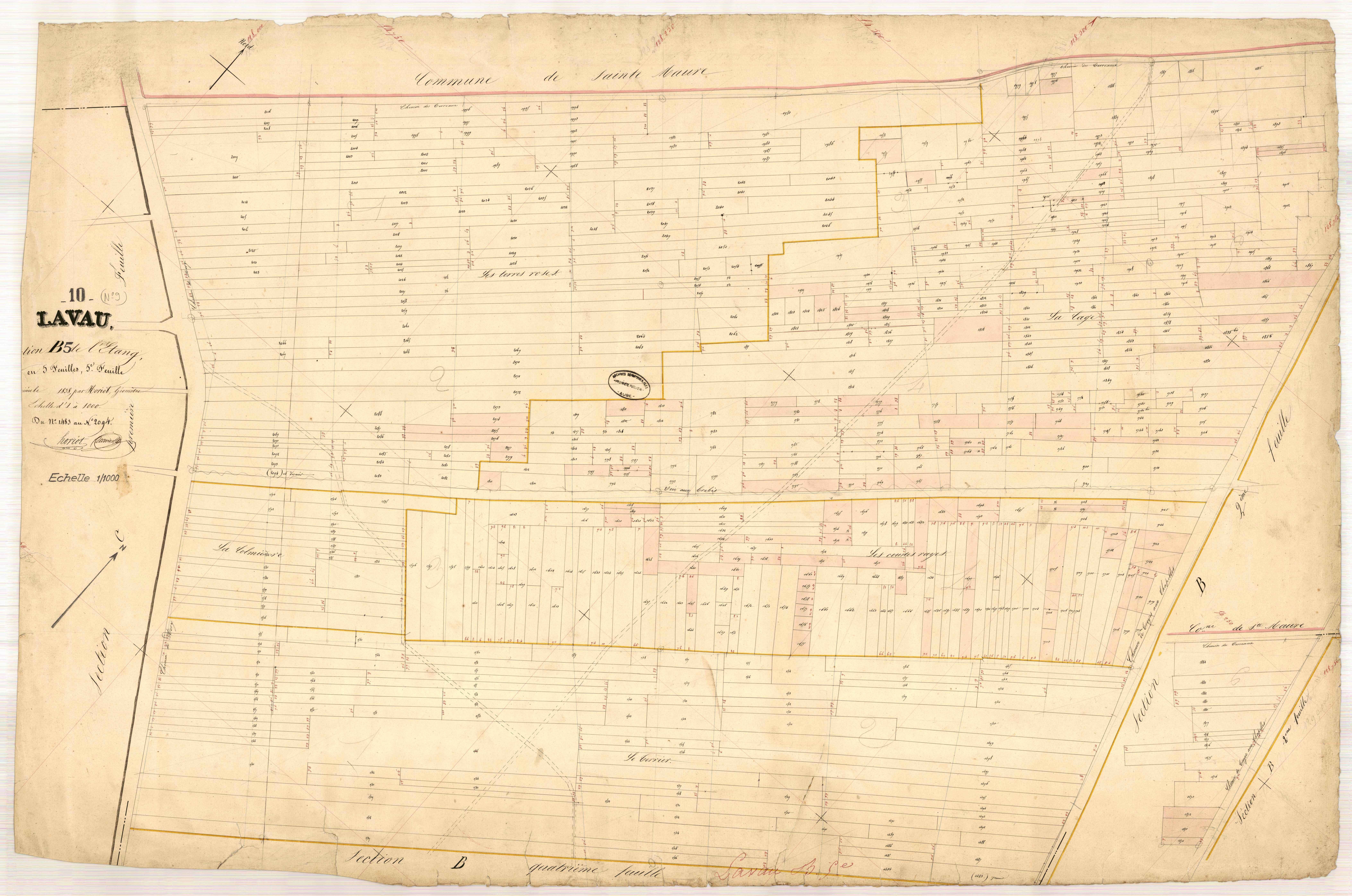 Lavau, section B dite de l'Etang, feuille n° 5, parcelles n°1483-2904