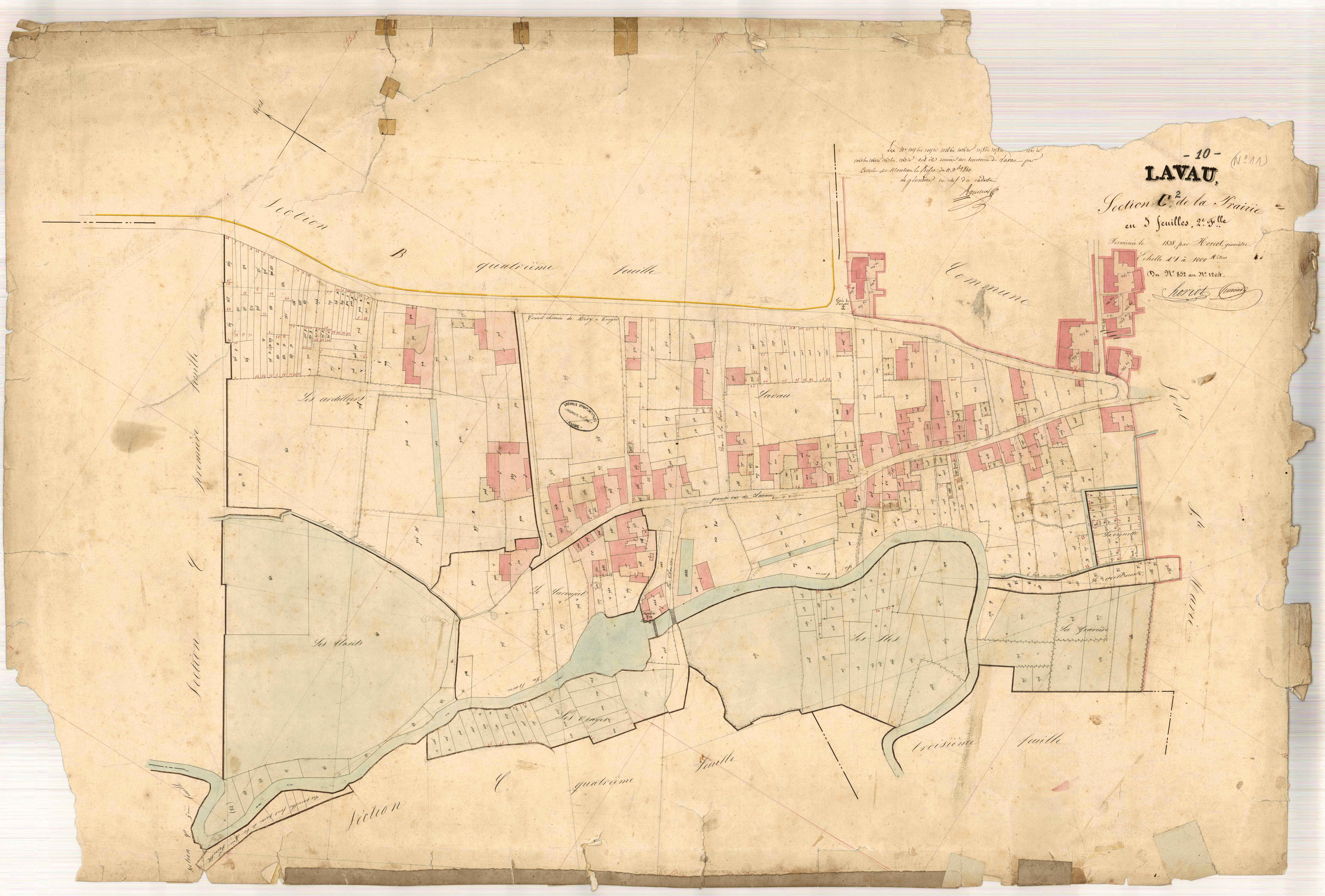 Lavau, section C dite de la Prairie, feuille n° 2, parcelles n°852-1204