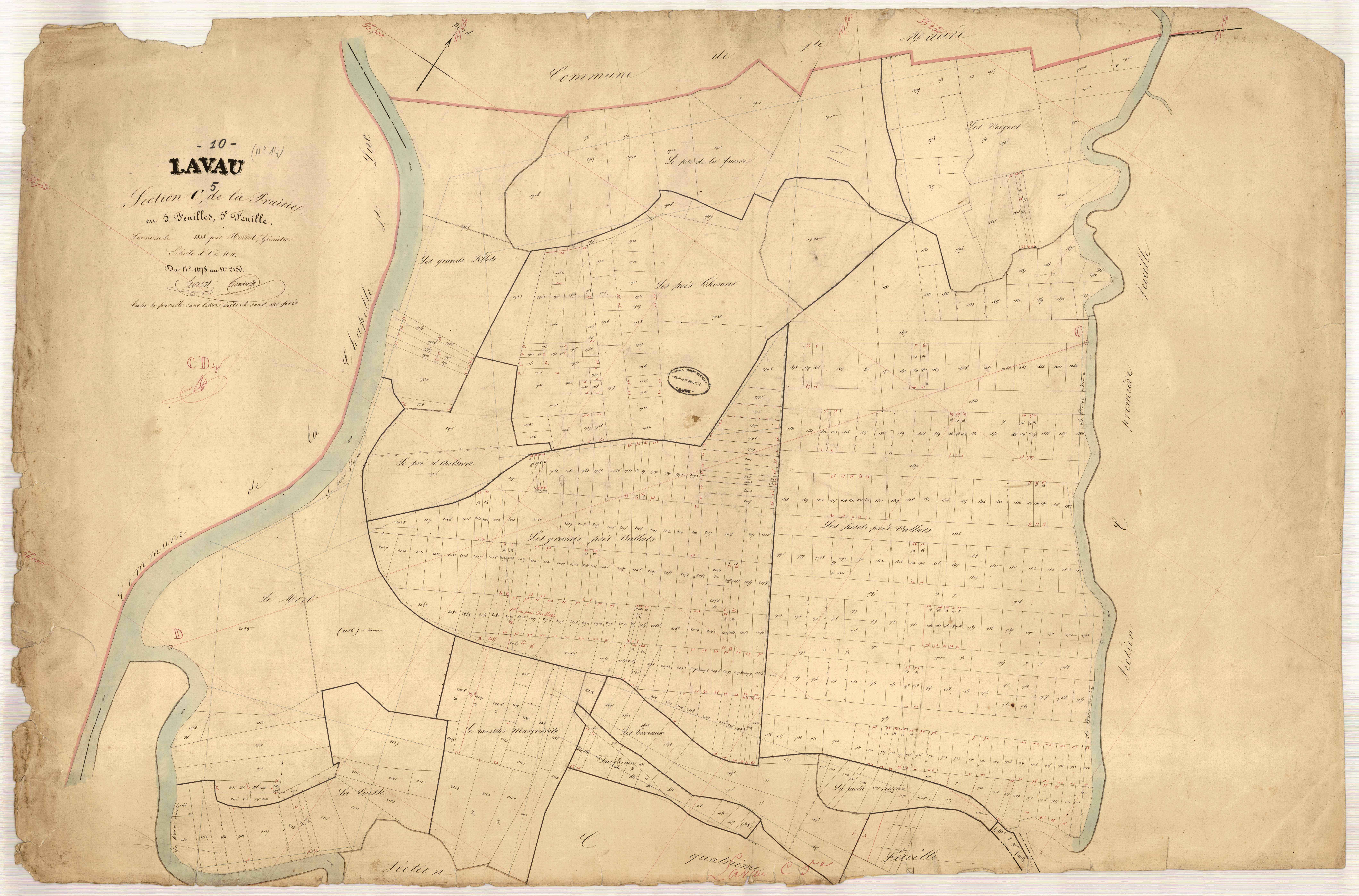 Lavau, section C dite de la Prairie, feuille n° 5, parcelles n°1678-2156