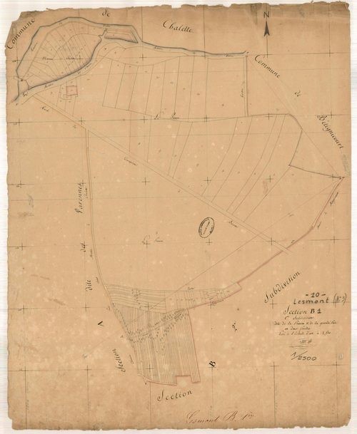 Lesmont, section B dite de la Prieuré et de la Grande Pièce, feuille n° 1