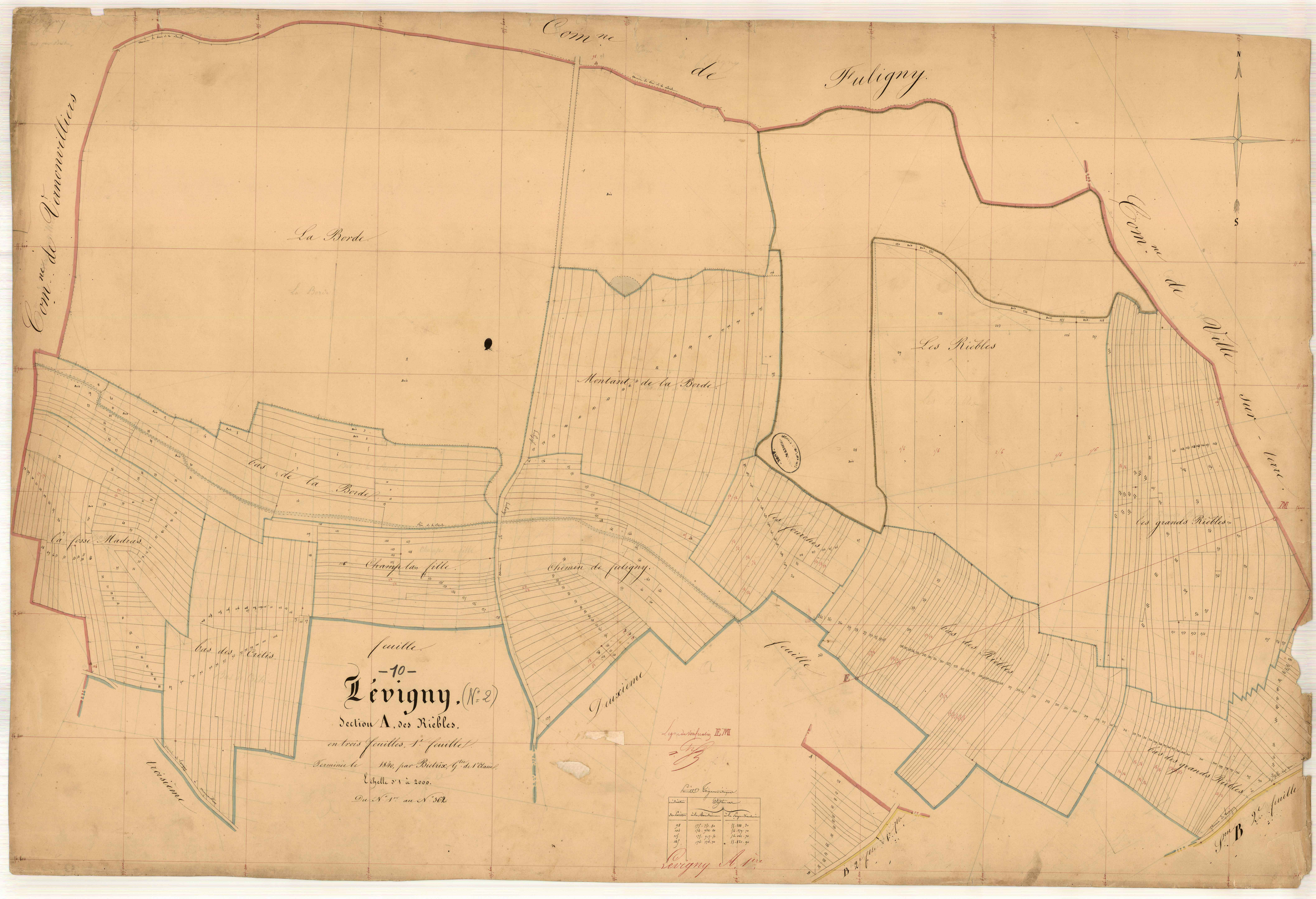 Lévigny, section A dite des Rièbles, feuille n° 1, parcelles n°1-362