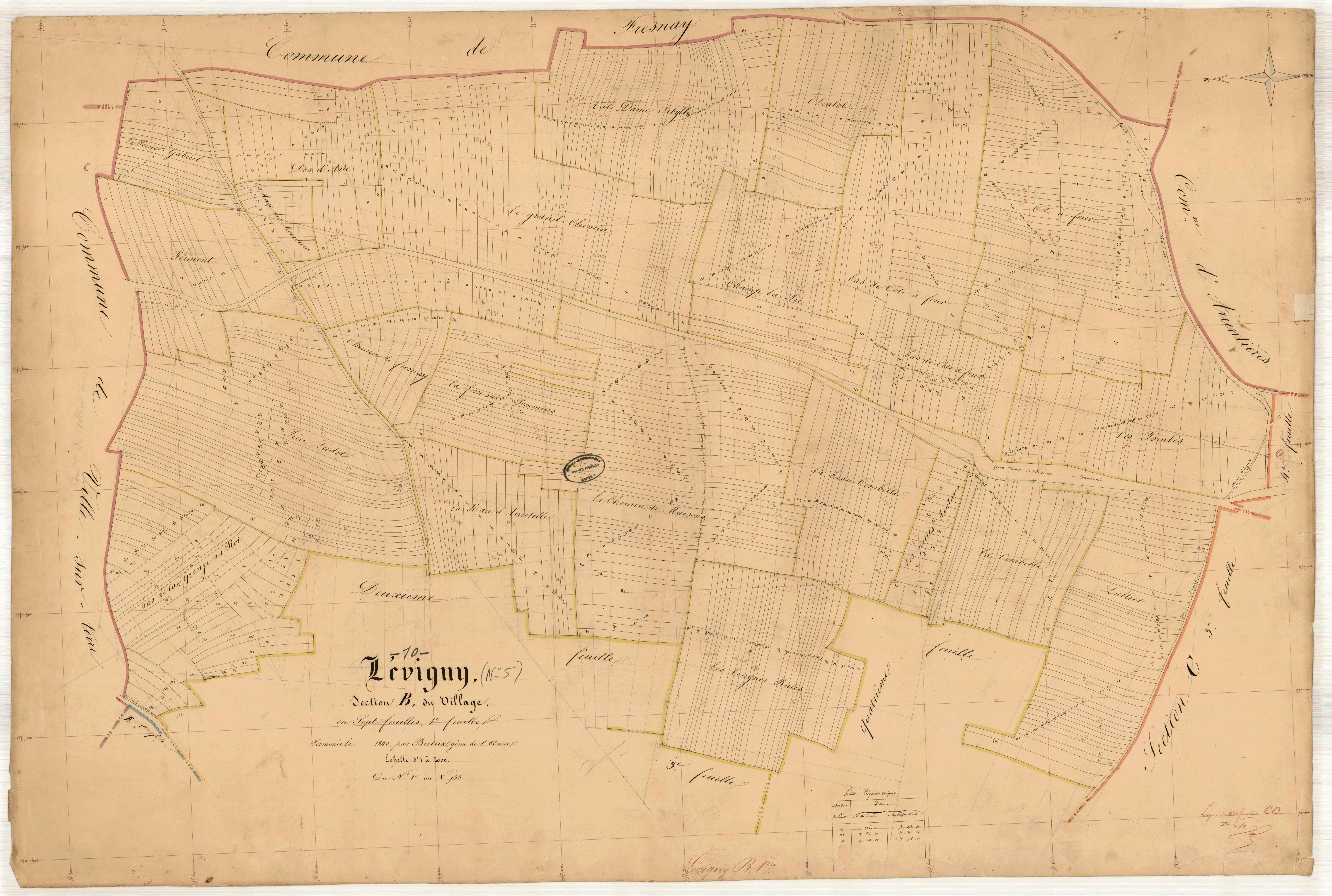 Lévigny, section B dite du Village, feuille n° 1, parcelles n°1-735
