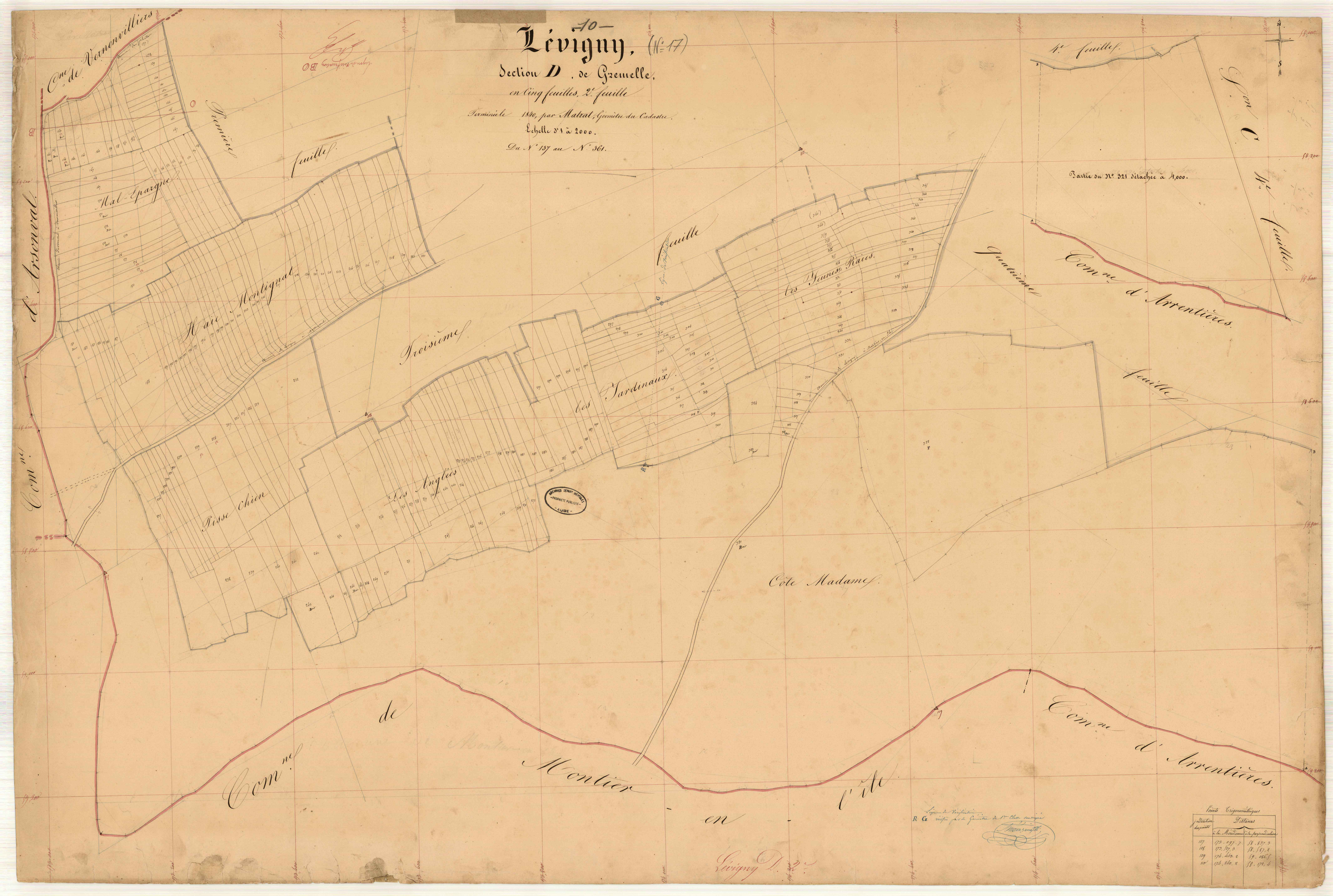 Lévigny, section D dite de Gremelle, feuille n° 2, parcelles n°137-361