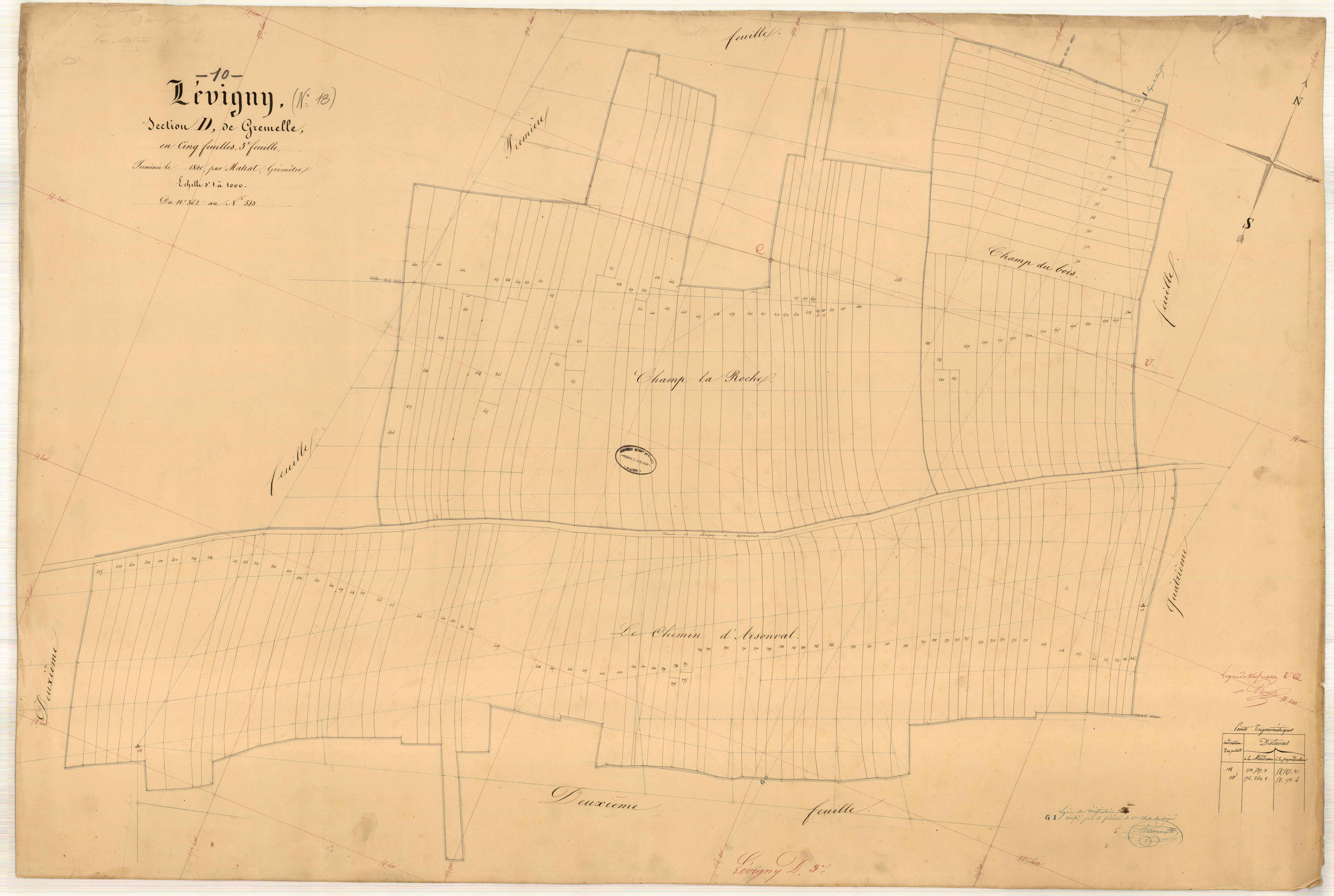 Lévigny, section D dite de Gremelle, feuille n° 3, parcelles n°362-513