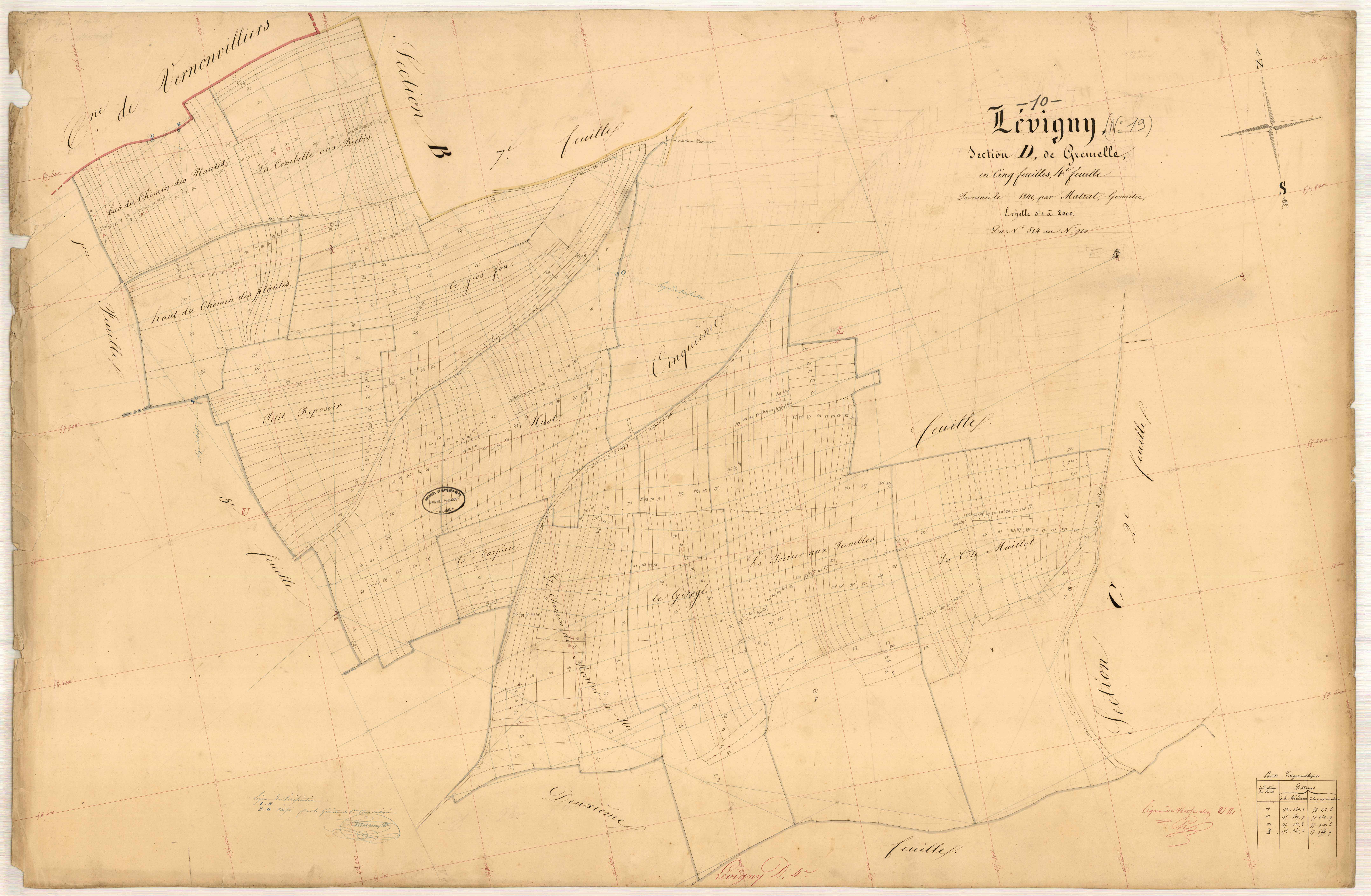 Lévigny, section D dite de Gremelle, feuille n° 4, parcelles n°514-900