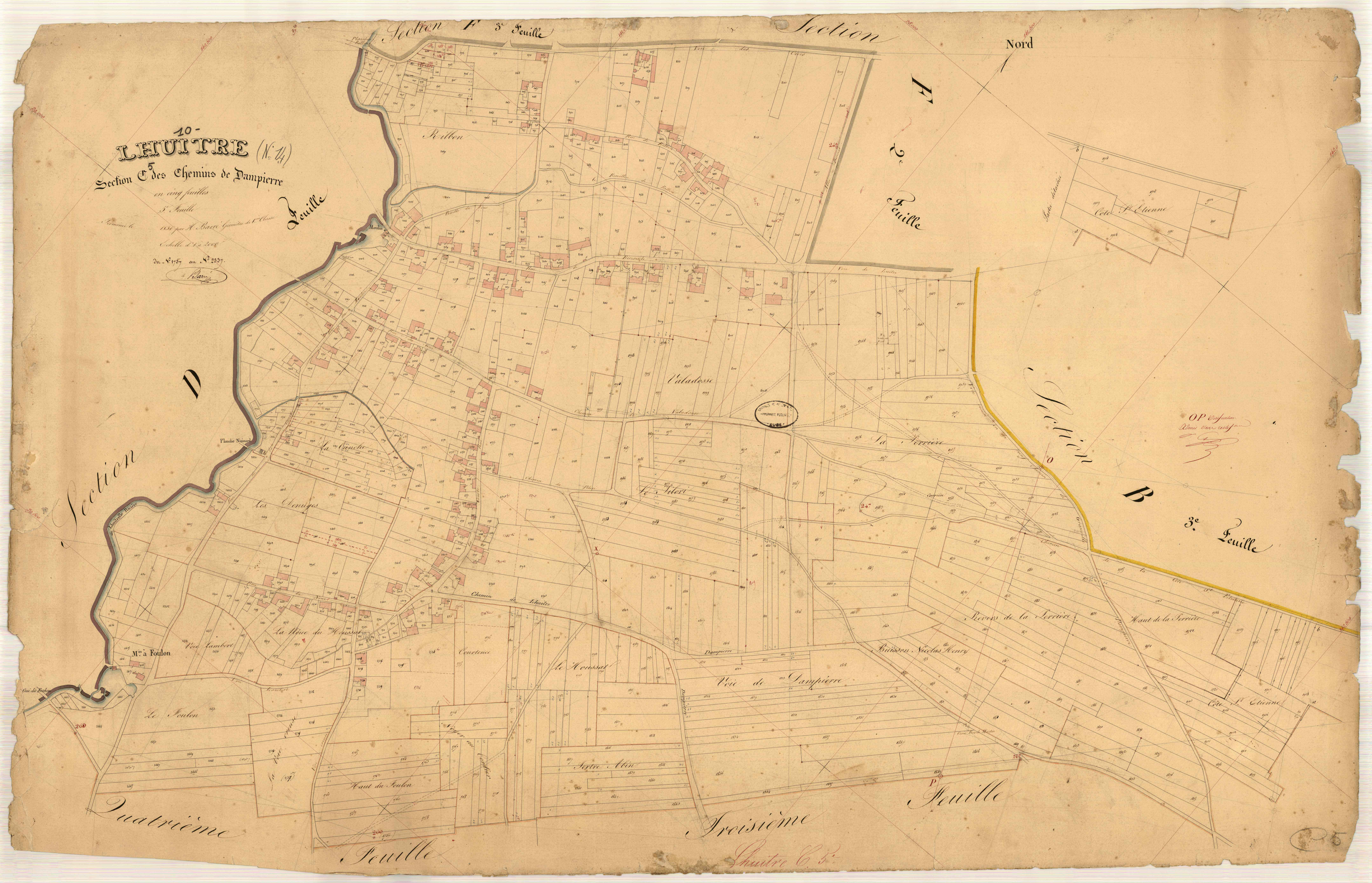 Lhuître, section C dite des chemins de Dempierre, feuille n° 5, parcelles n°1757-2537