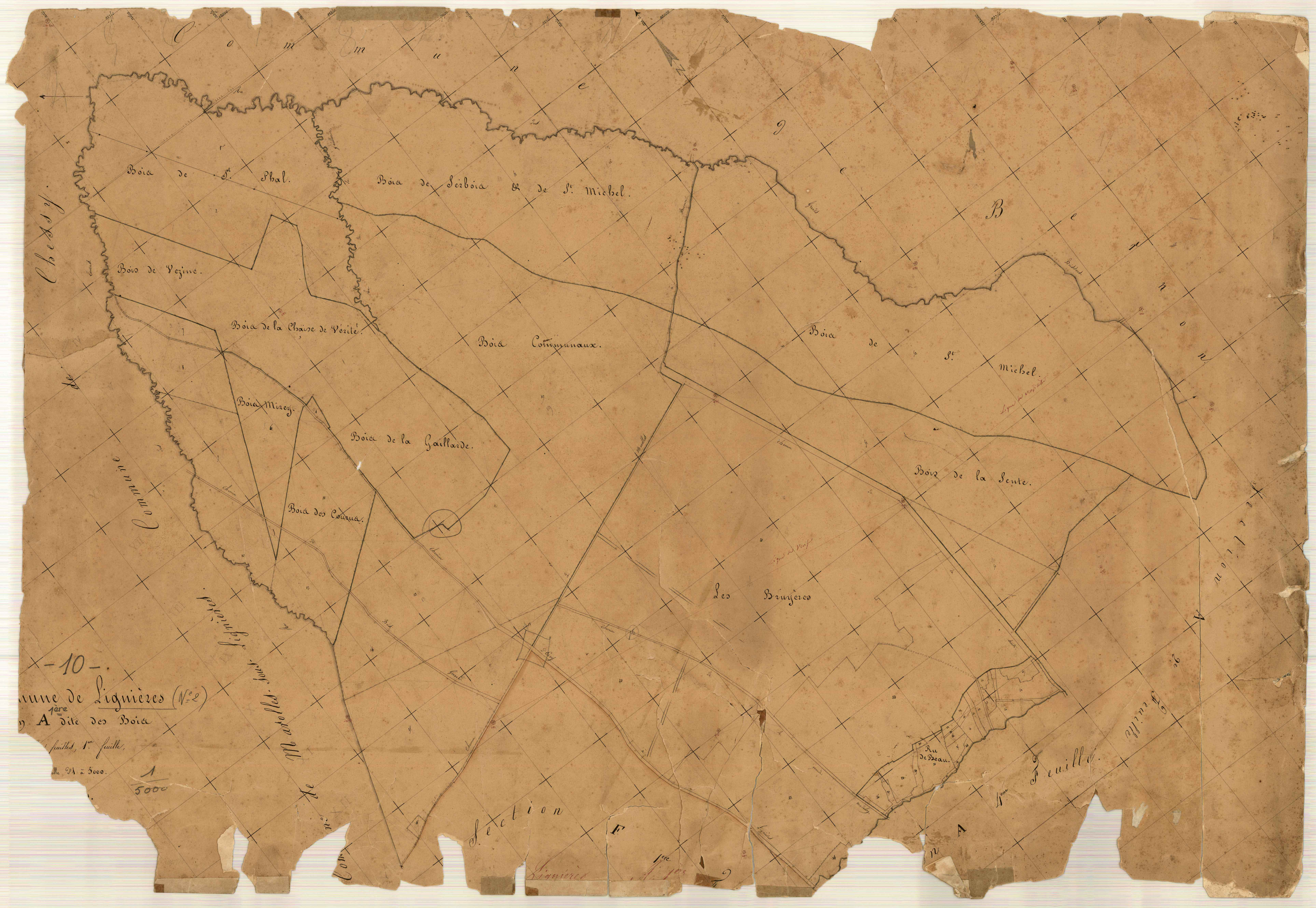 Lignières, section A dite de bois, feuille n° 1