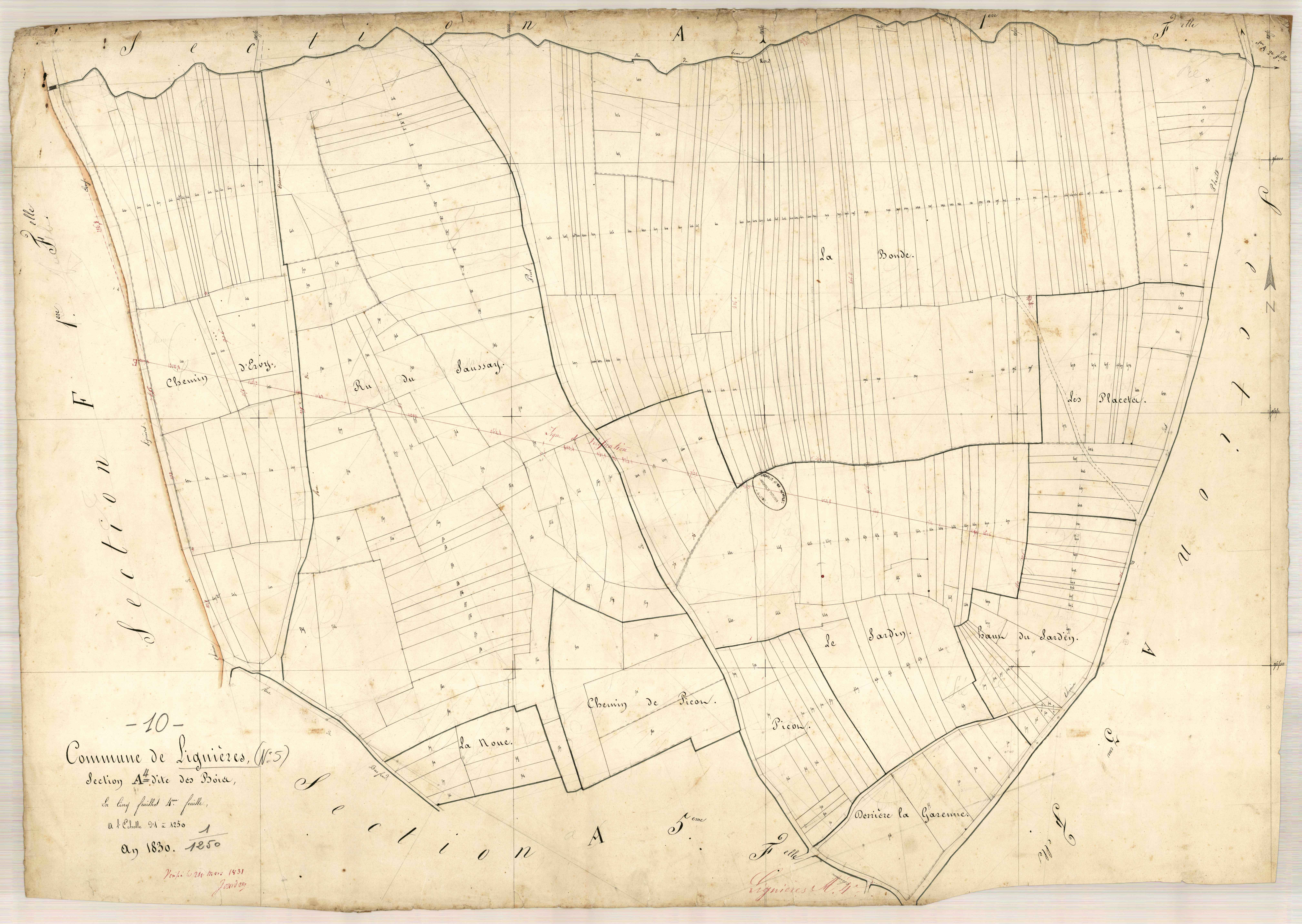 Lignières, section A dite de bois, feuille n° 4