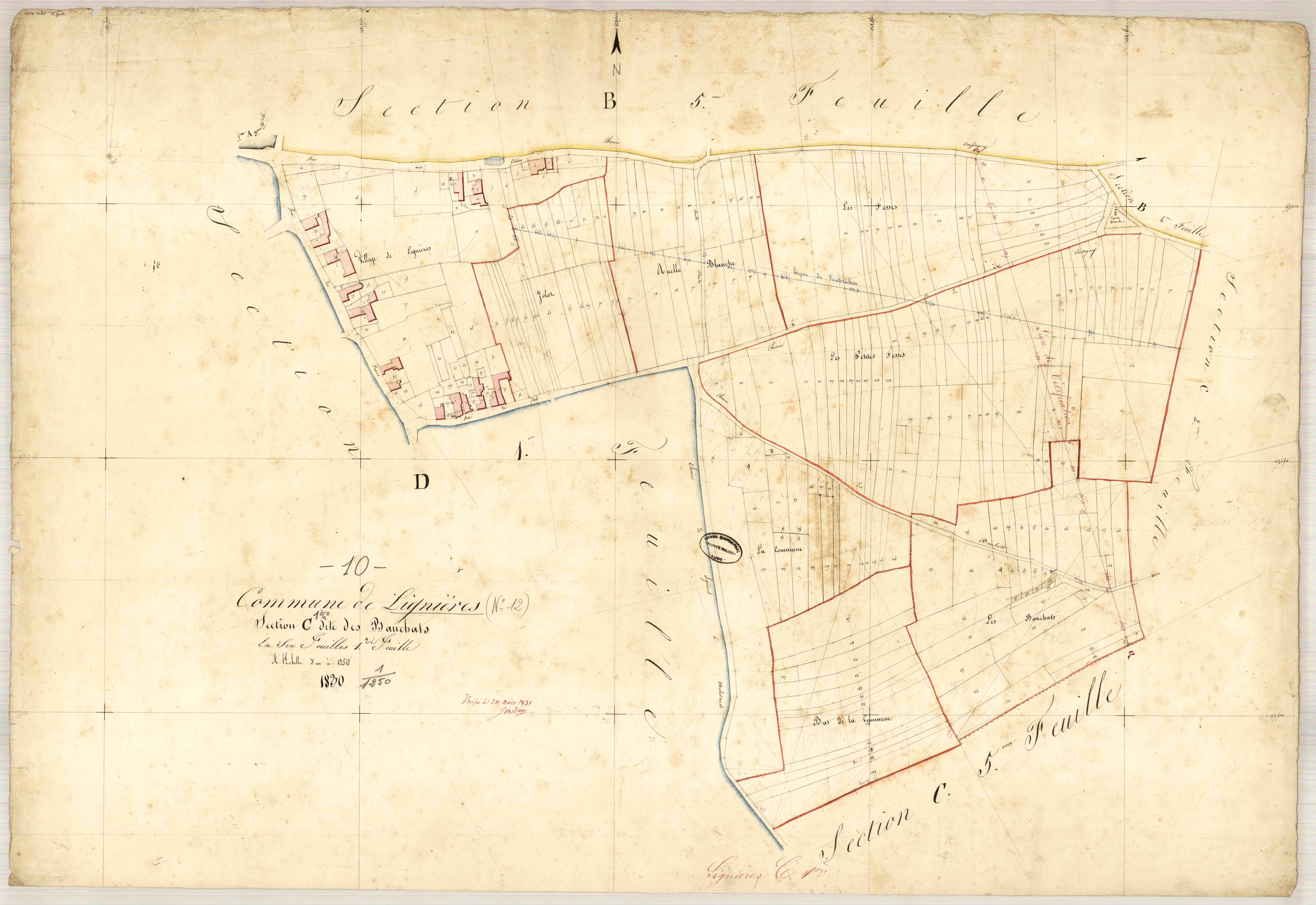 Lignières, section C dite de Bouchats, feuille n° 1