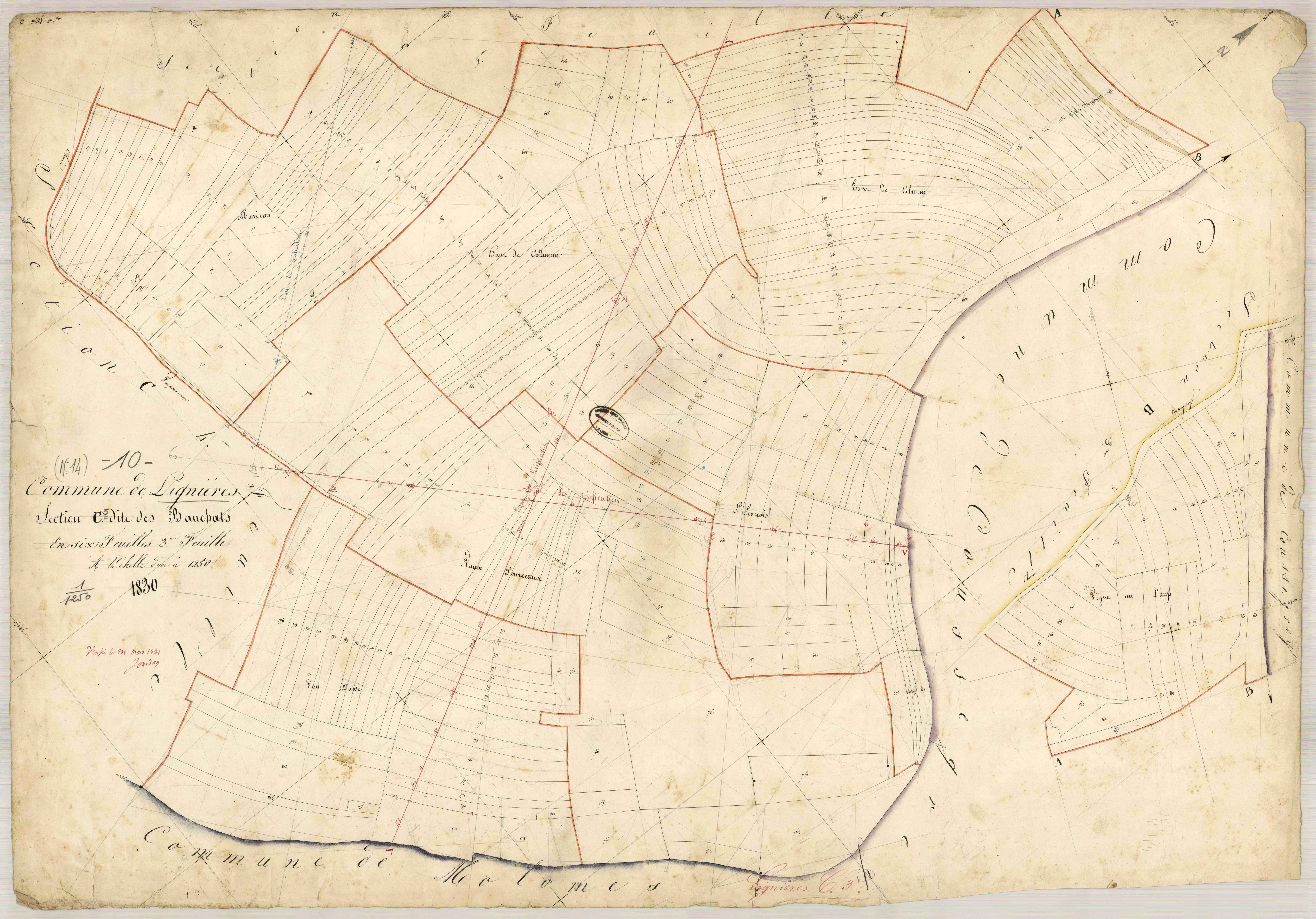 Lignières, section C dite de Bouchats, feuille n° 3
