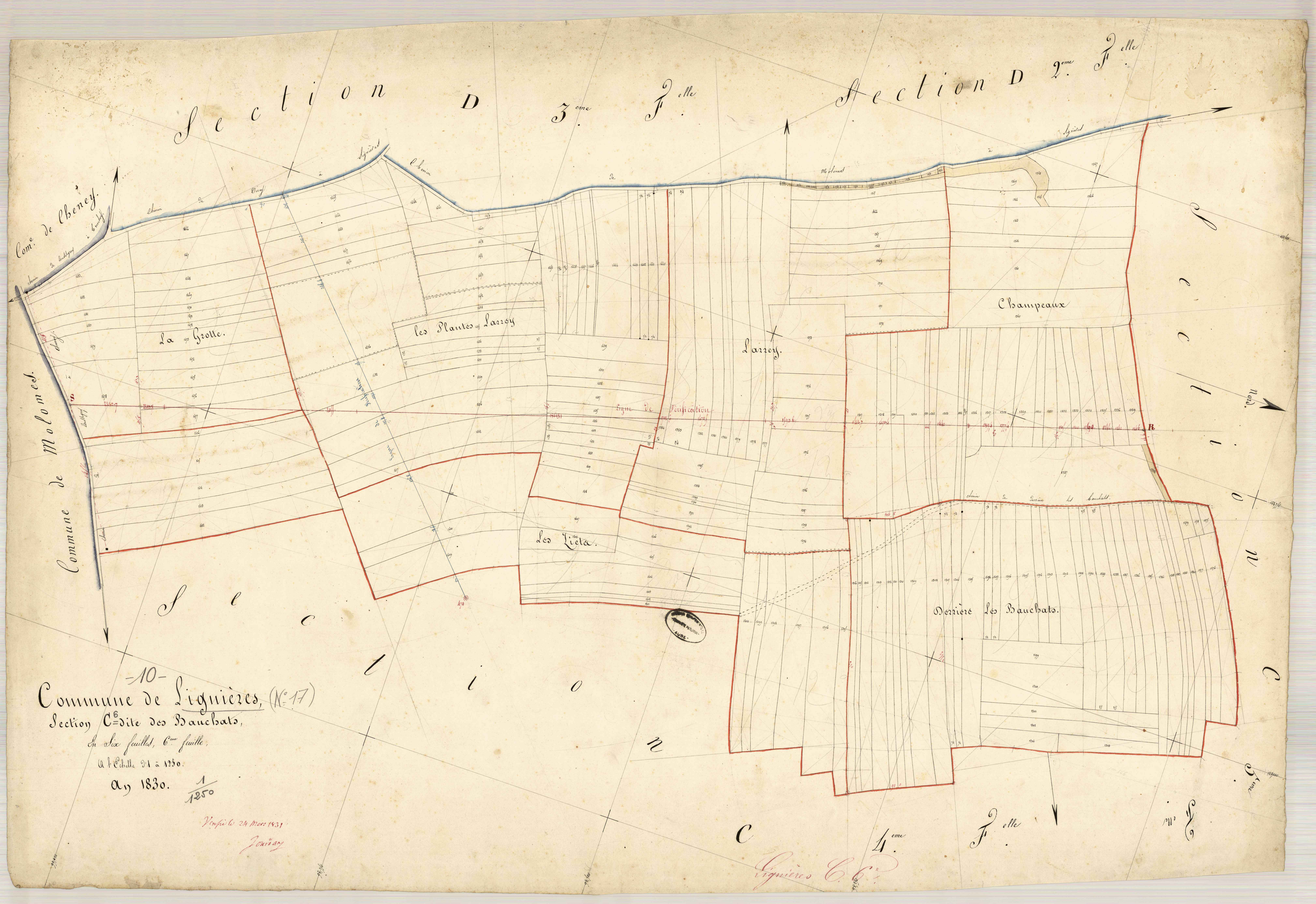 Lignières, section C dite de Bouchats, feuille n° 6