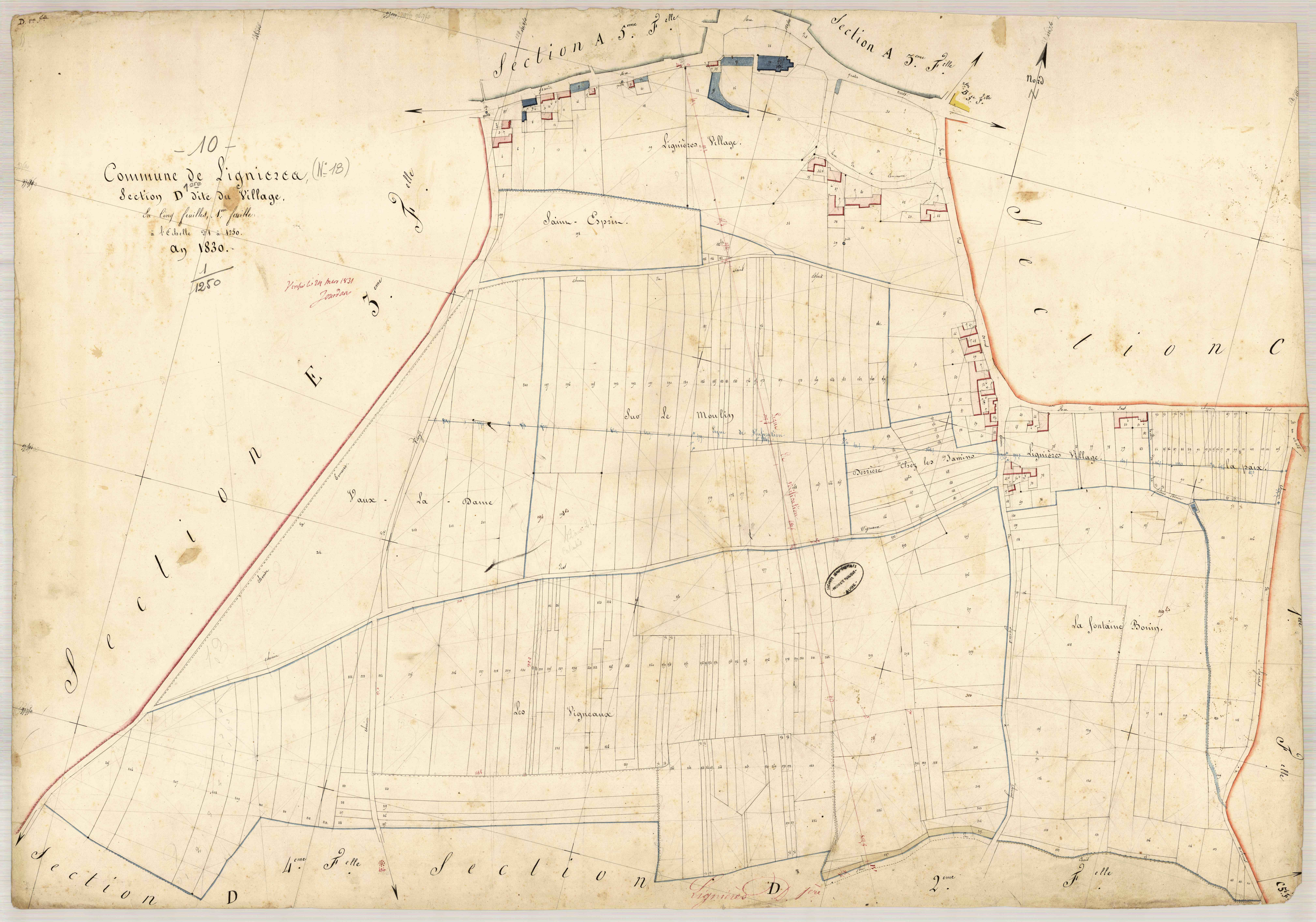 Lignières, section D dite du village, feuille n° 1