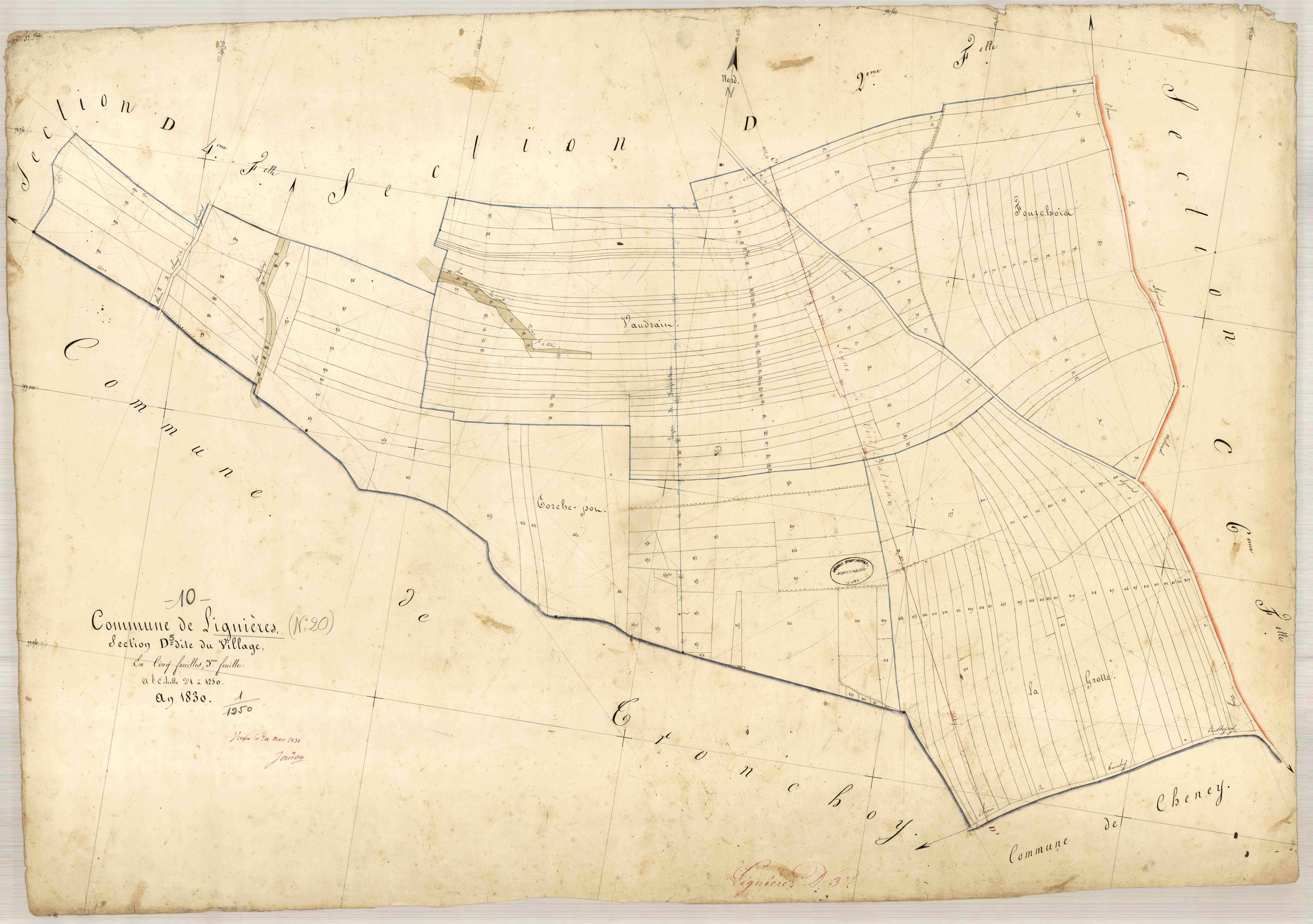 Lignières, section D dite du village, feuille n° 3