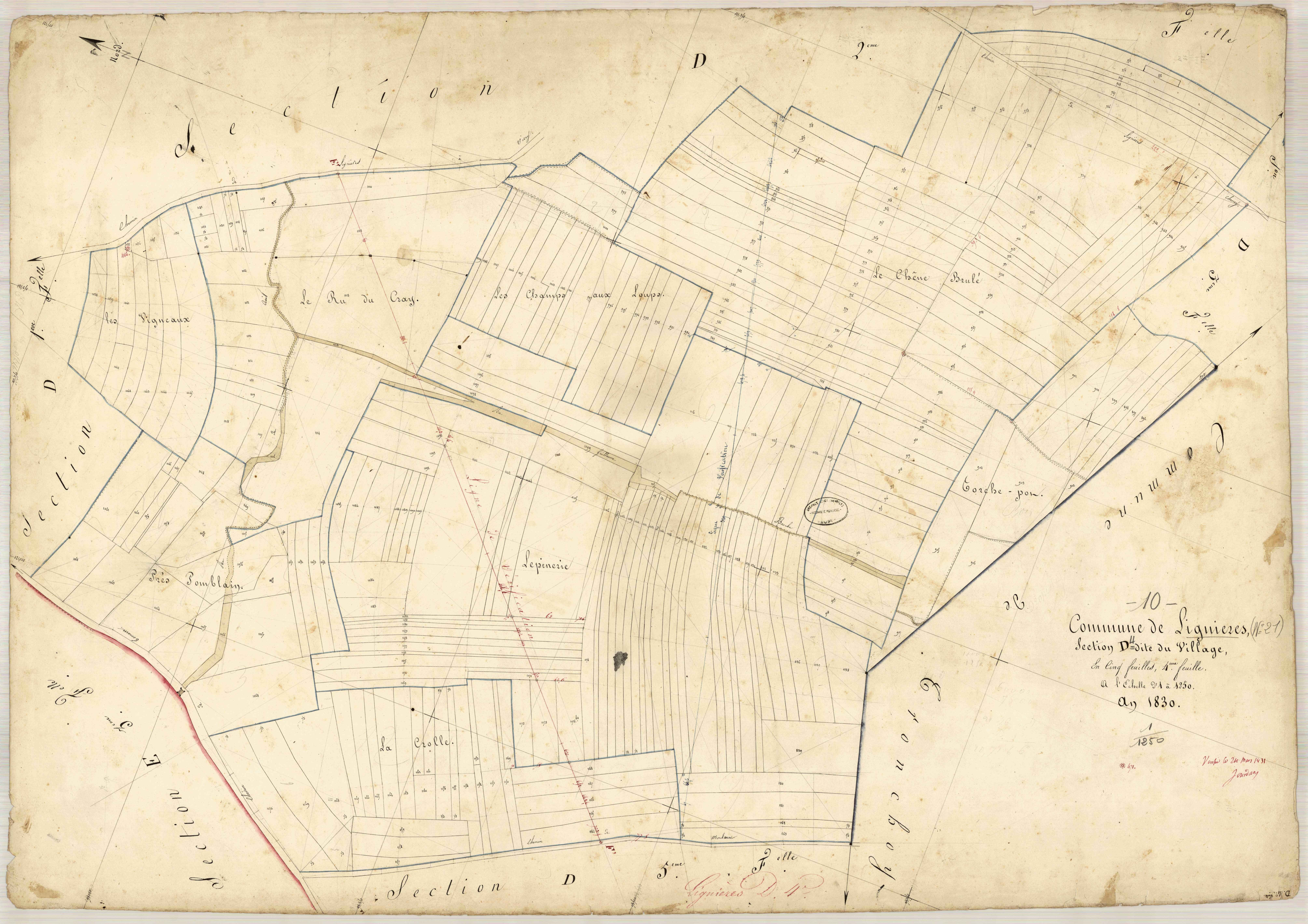 Lignières, section D dite du village, feuille n° 4