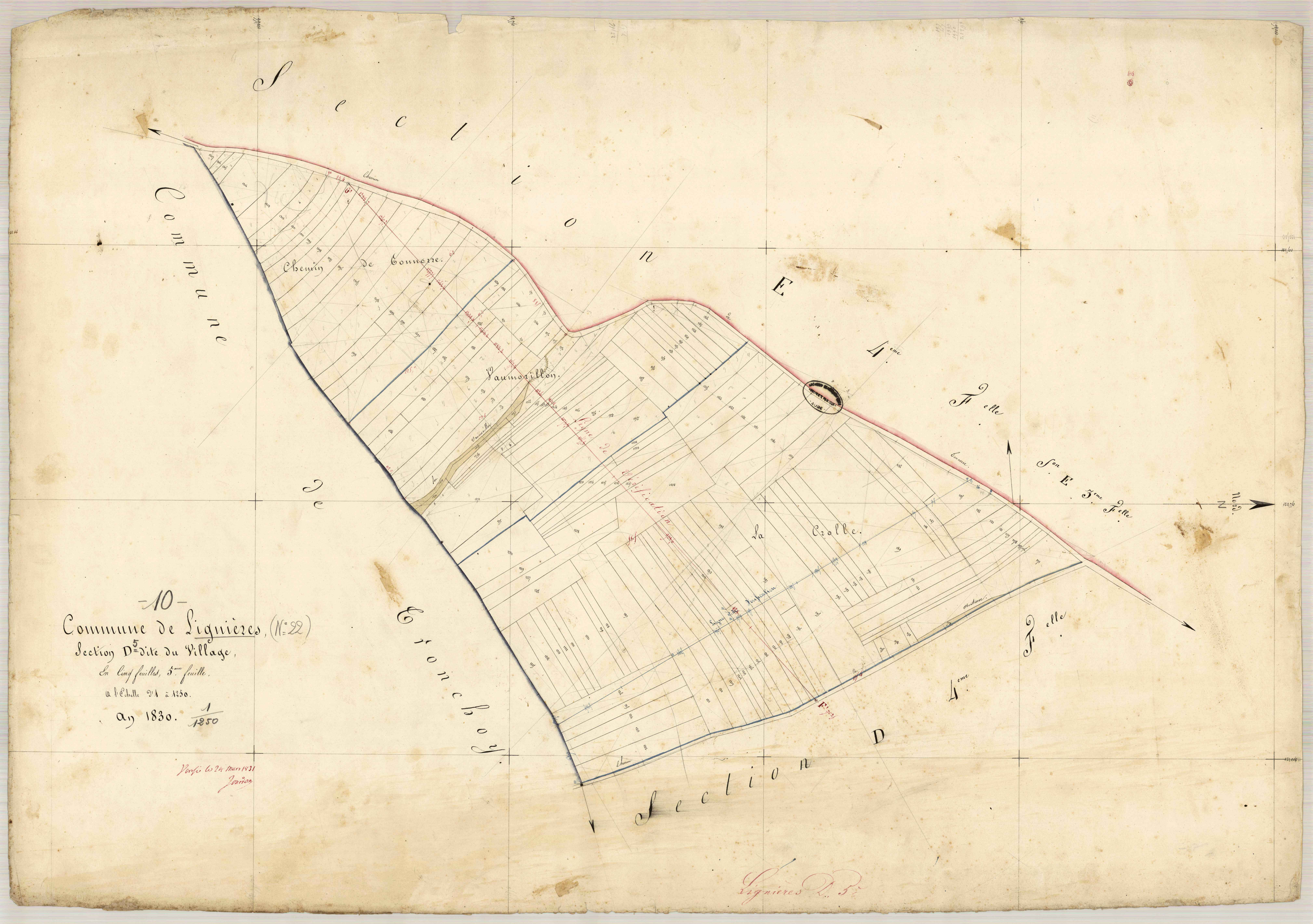 Lignières, section D dite du village, feuille n° 5