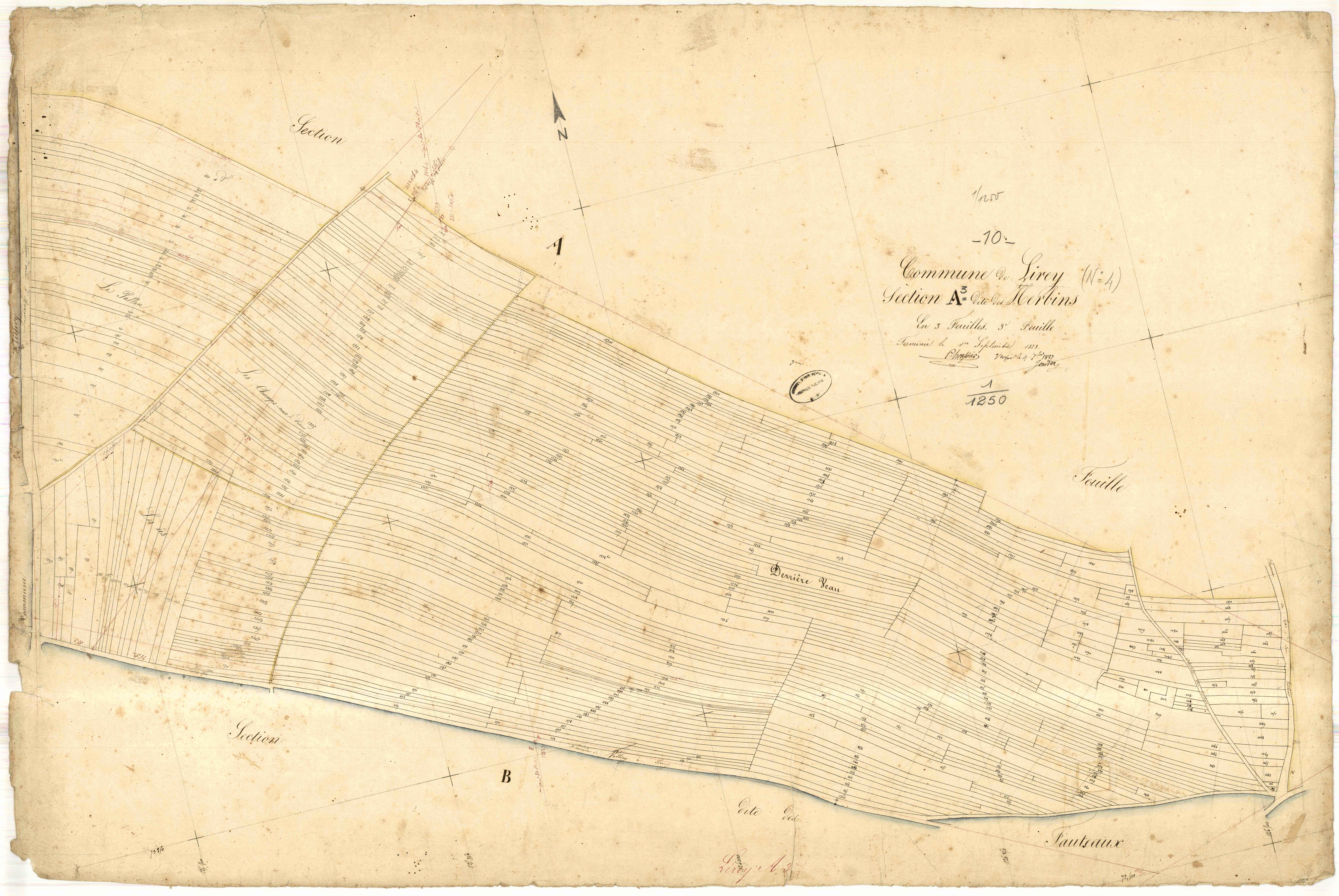 Lirey, section A dite des Herbins, feuille n° 3