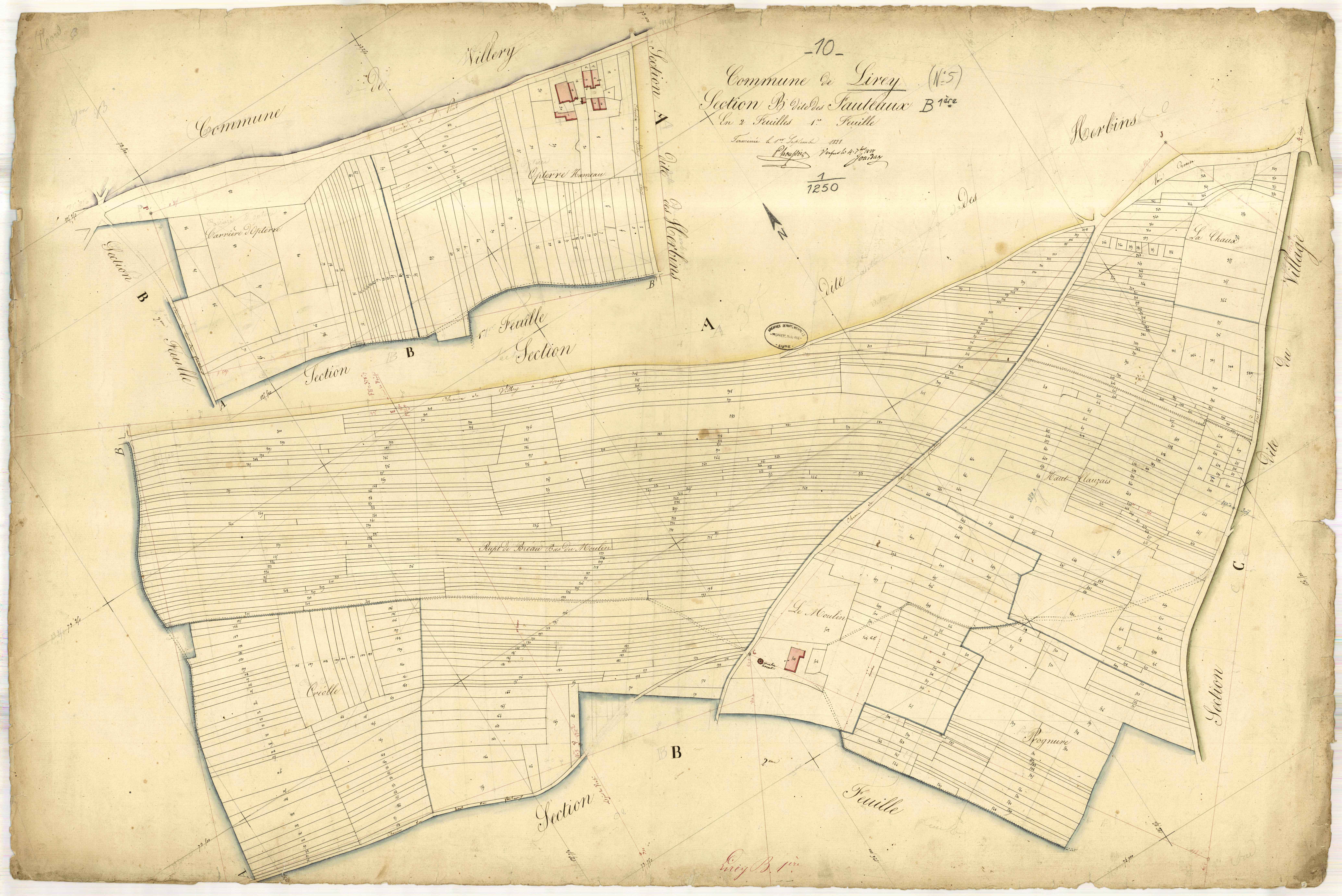 Lirey, section B dite des Fauteaux, feuille n° 1
