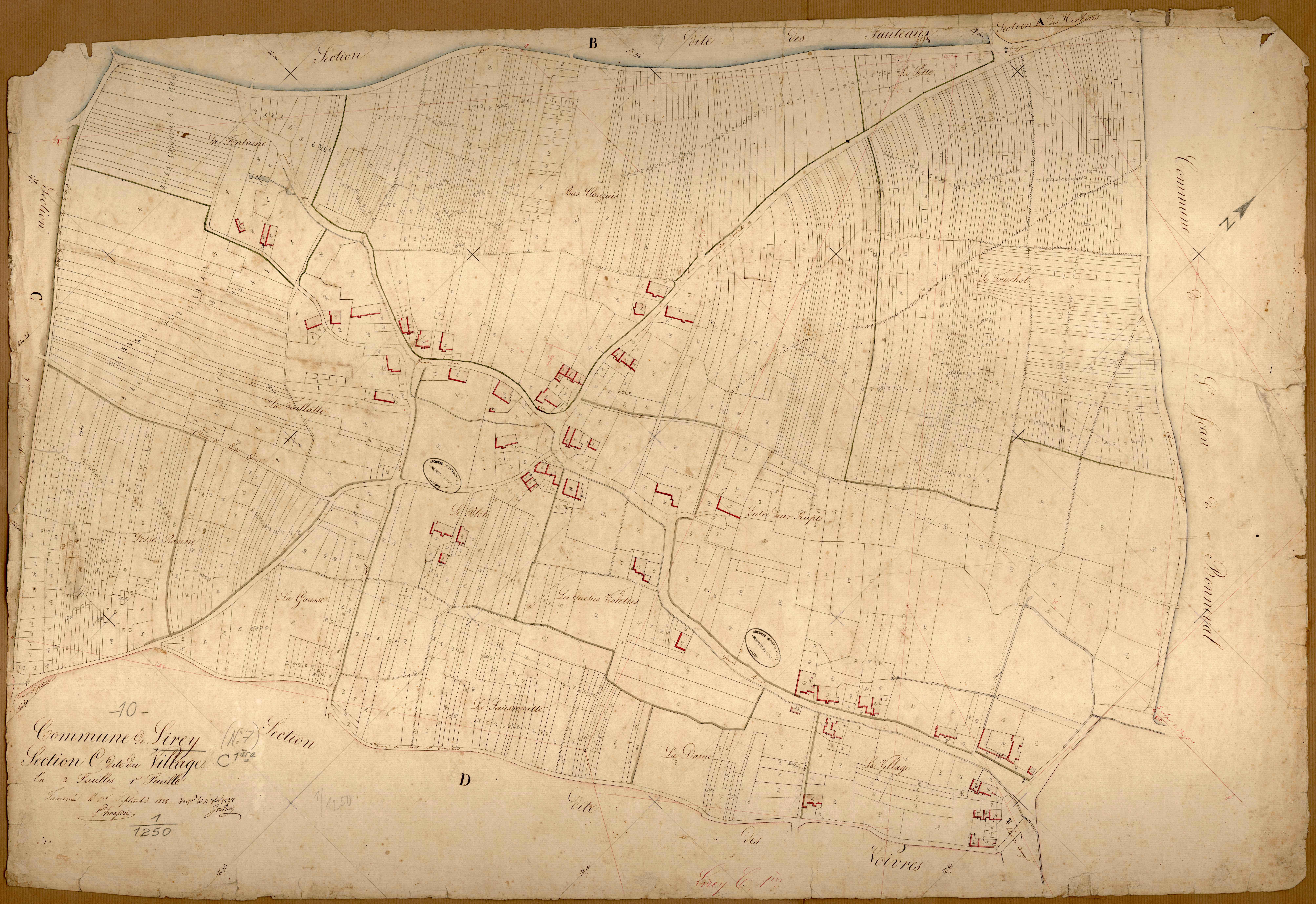Lirey, section C dite du village, feuille n° 1