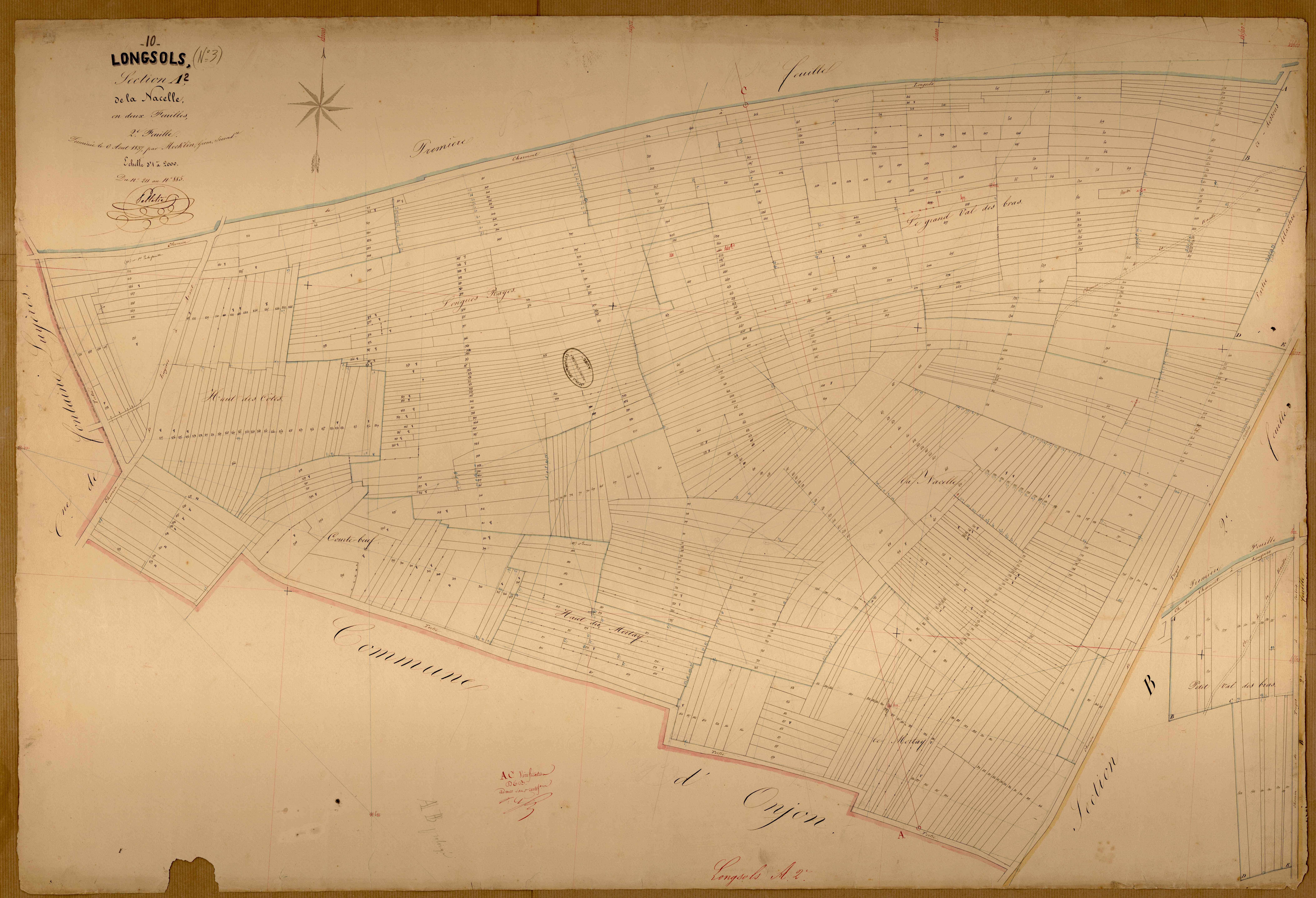 Longsols, section A dite de la Nacelle, feuille n° 2, parcelles n°211-885