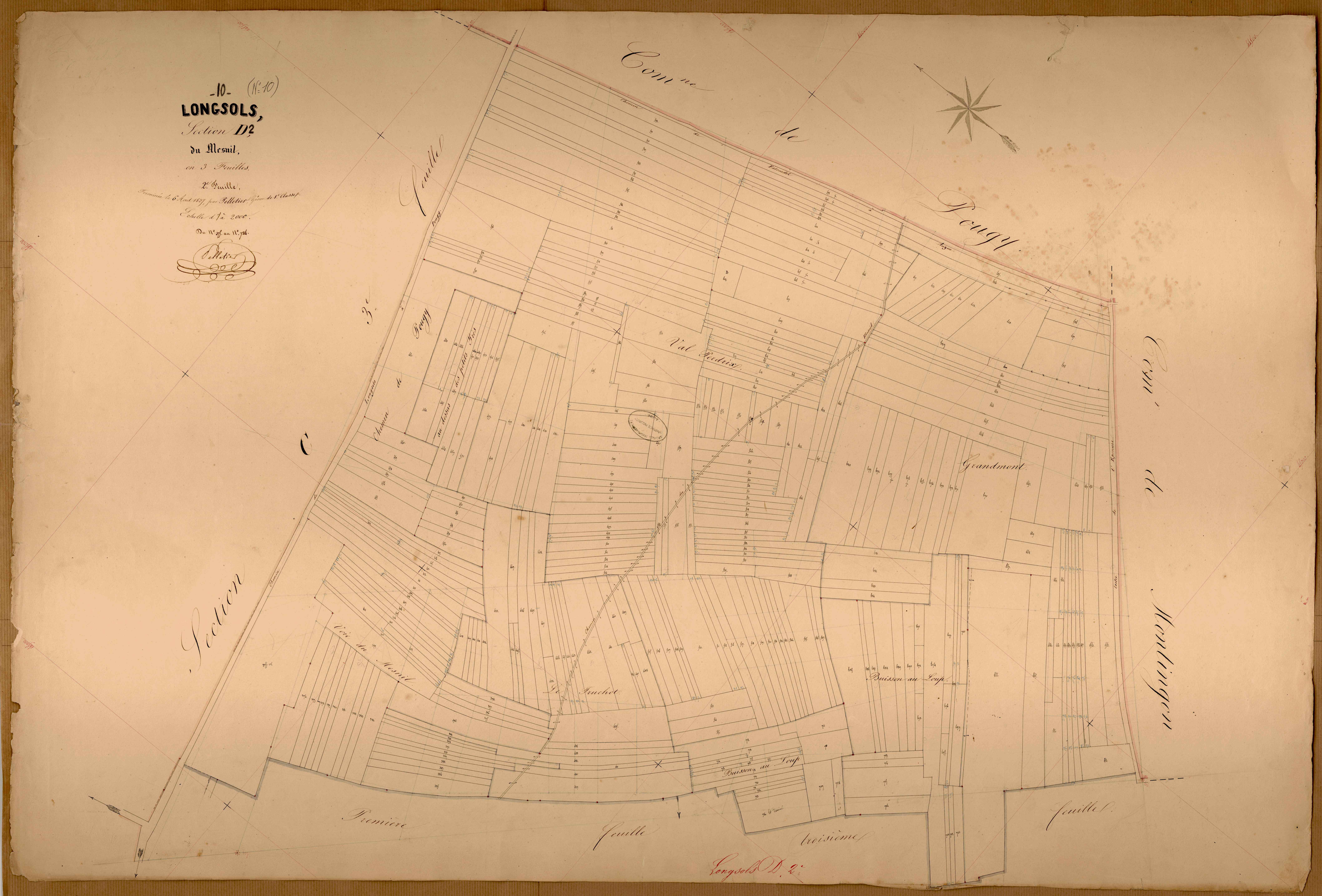 Longsols, section D dite du Mesnil, feuille n° 2, parcelles n°375-724