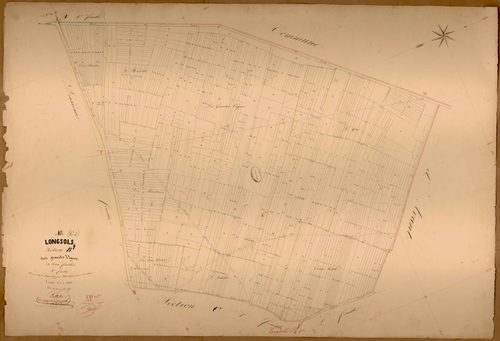 Longsols, section B dite des grandes vignes, feuille n° 1, parcelles n°1-557