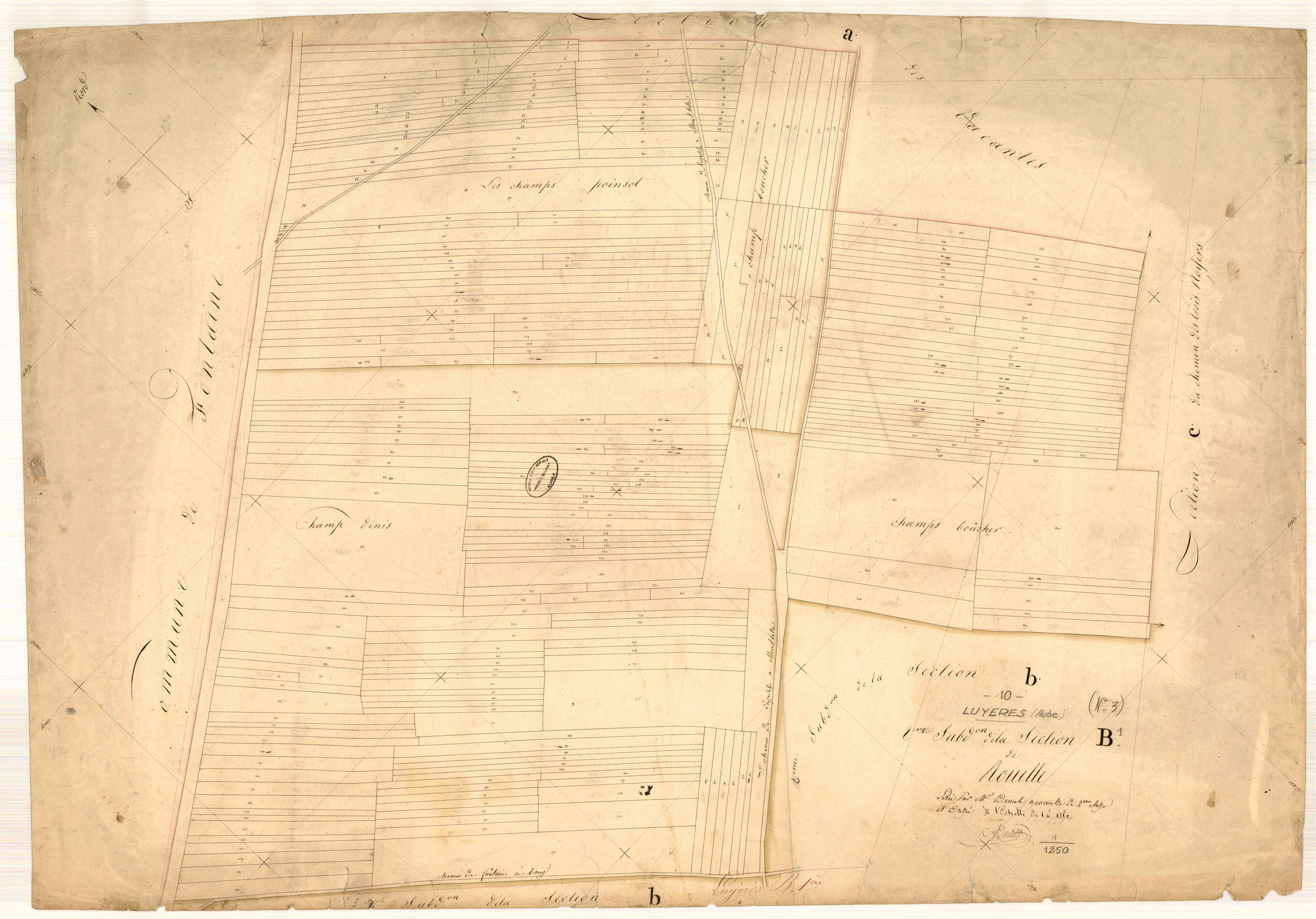 Luyères, section B dite de Rouelle, feuille n° 1