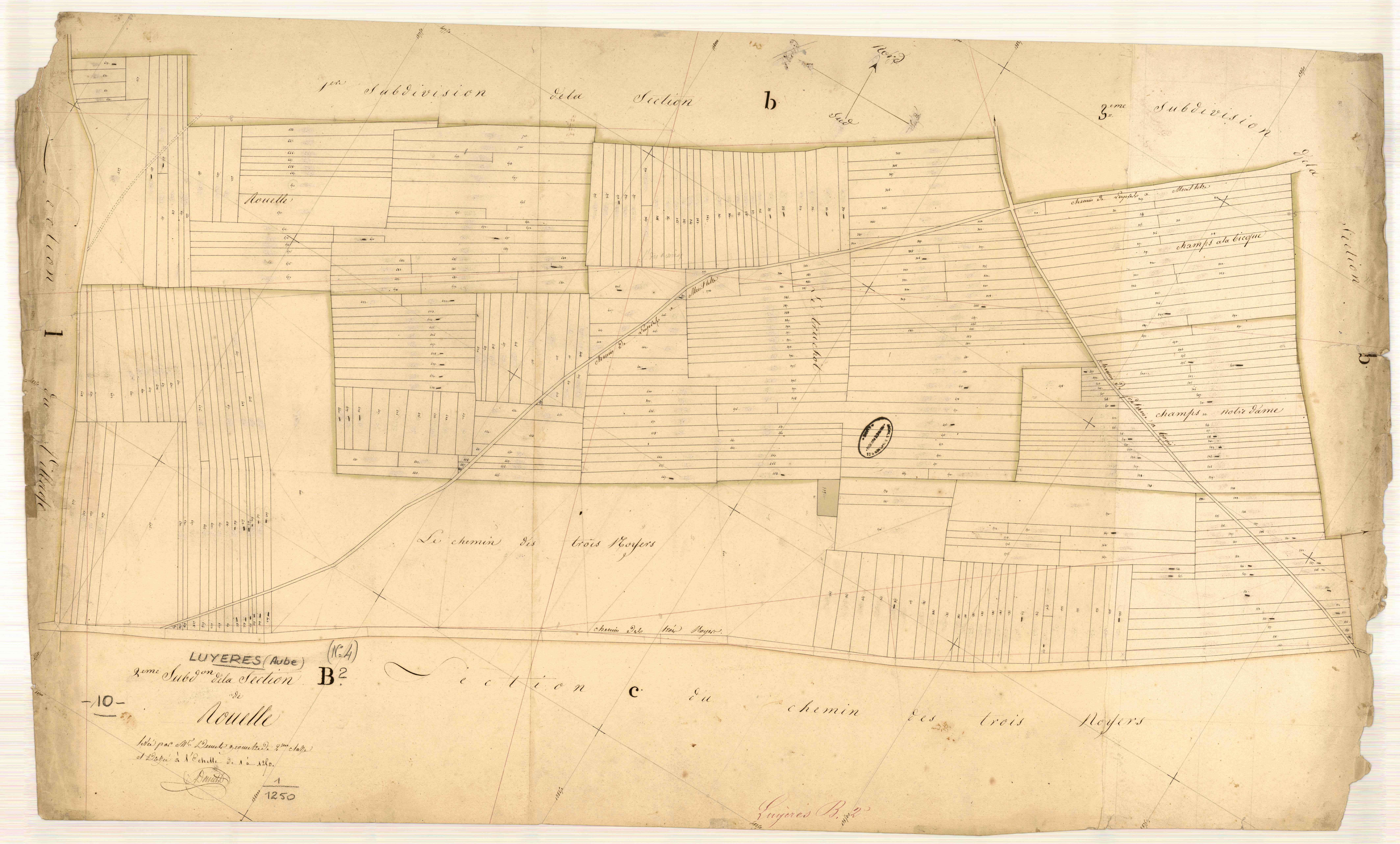 Luyères, section B dite de Rouelle, feuille n° 2