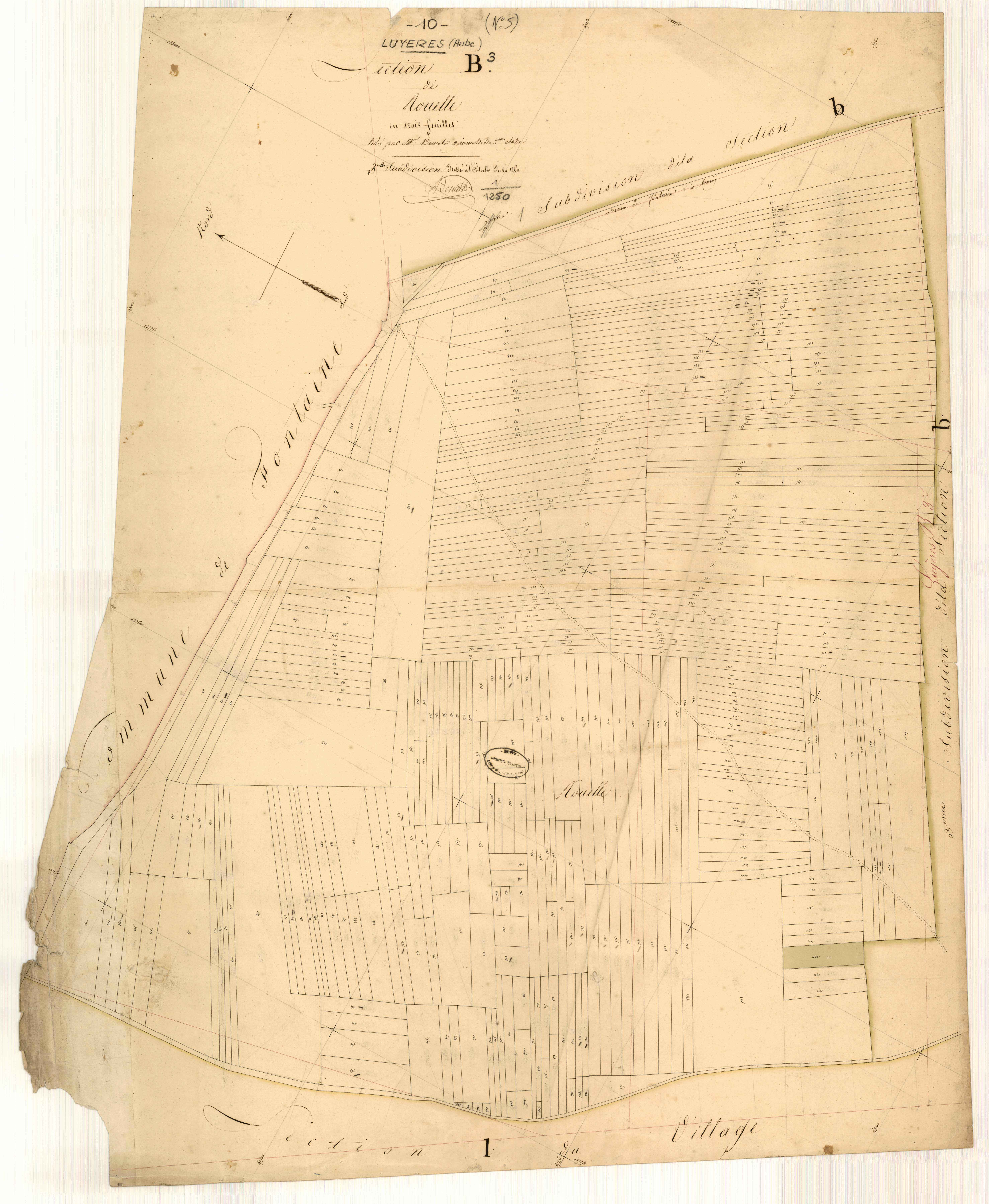 Luyères, section B dite de Rouelle, feuille n° 3