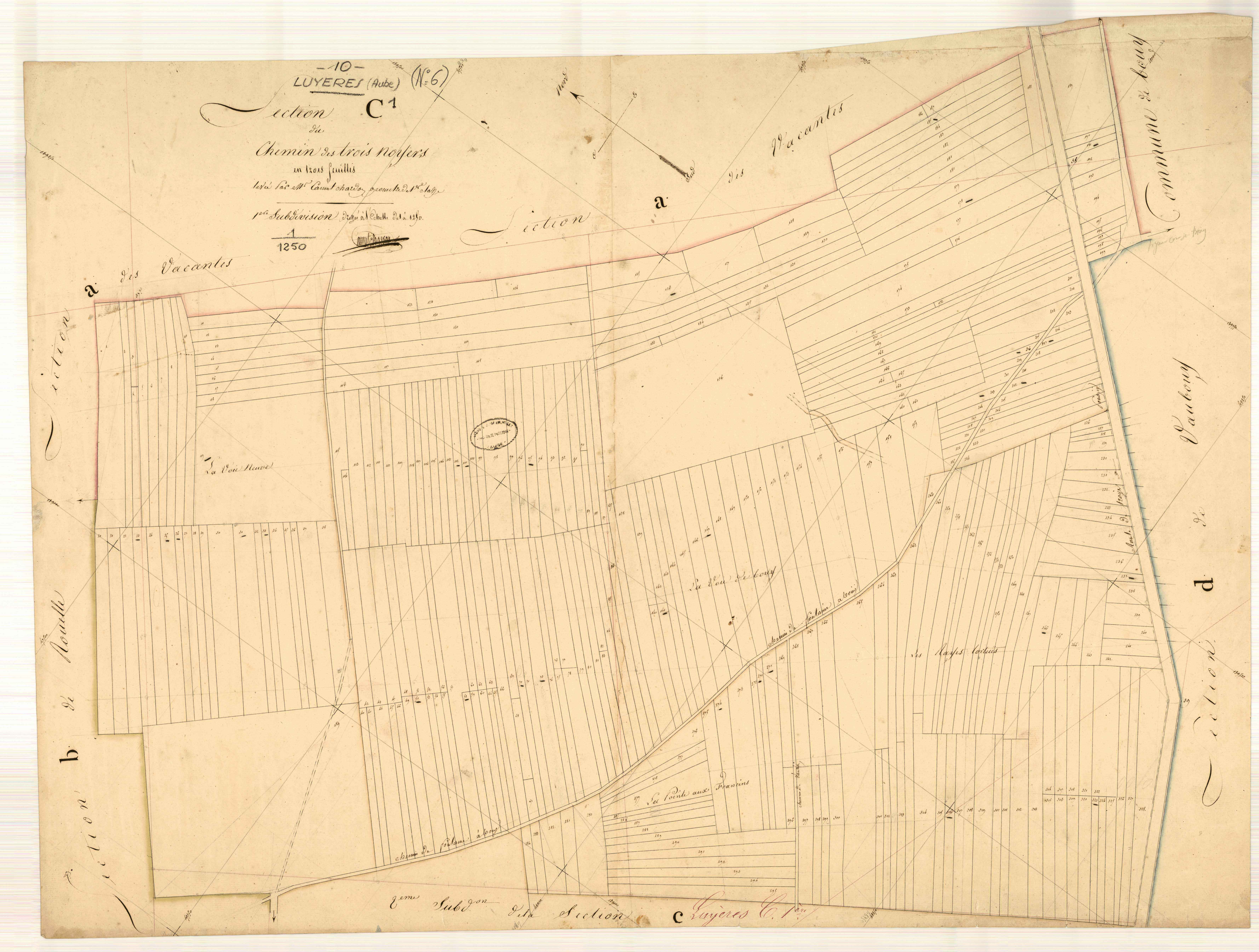 Luyères, section C dite du chemin des trois noyers, feuille n° 1